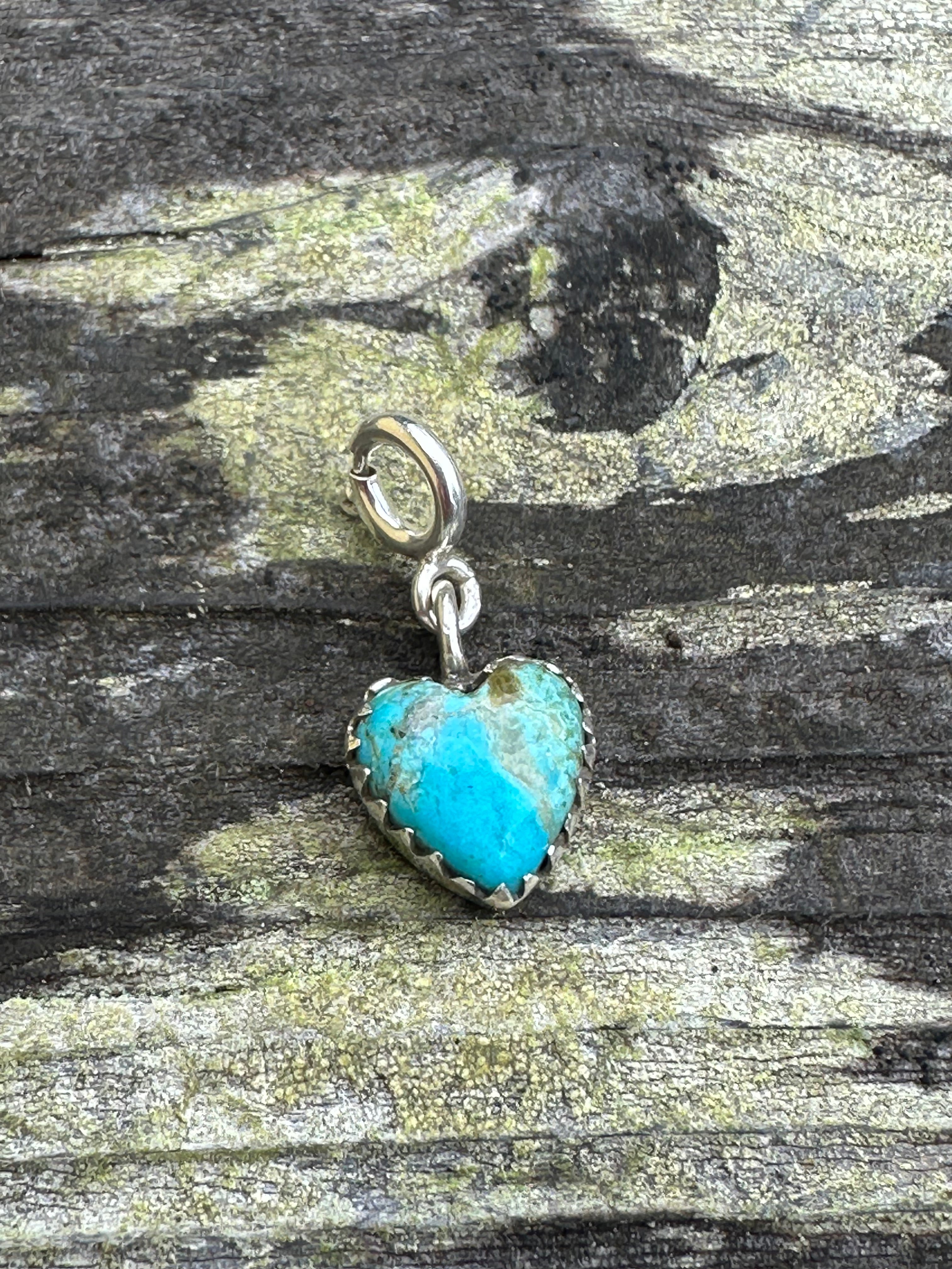 Sterling Silver and Royston Turquoise Heart Charm