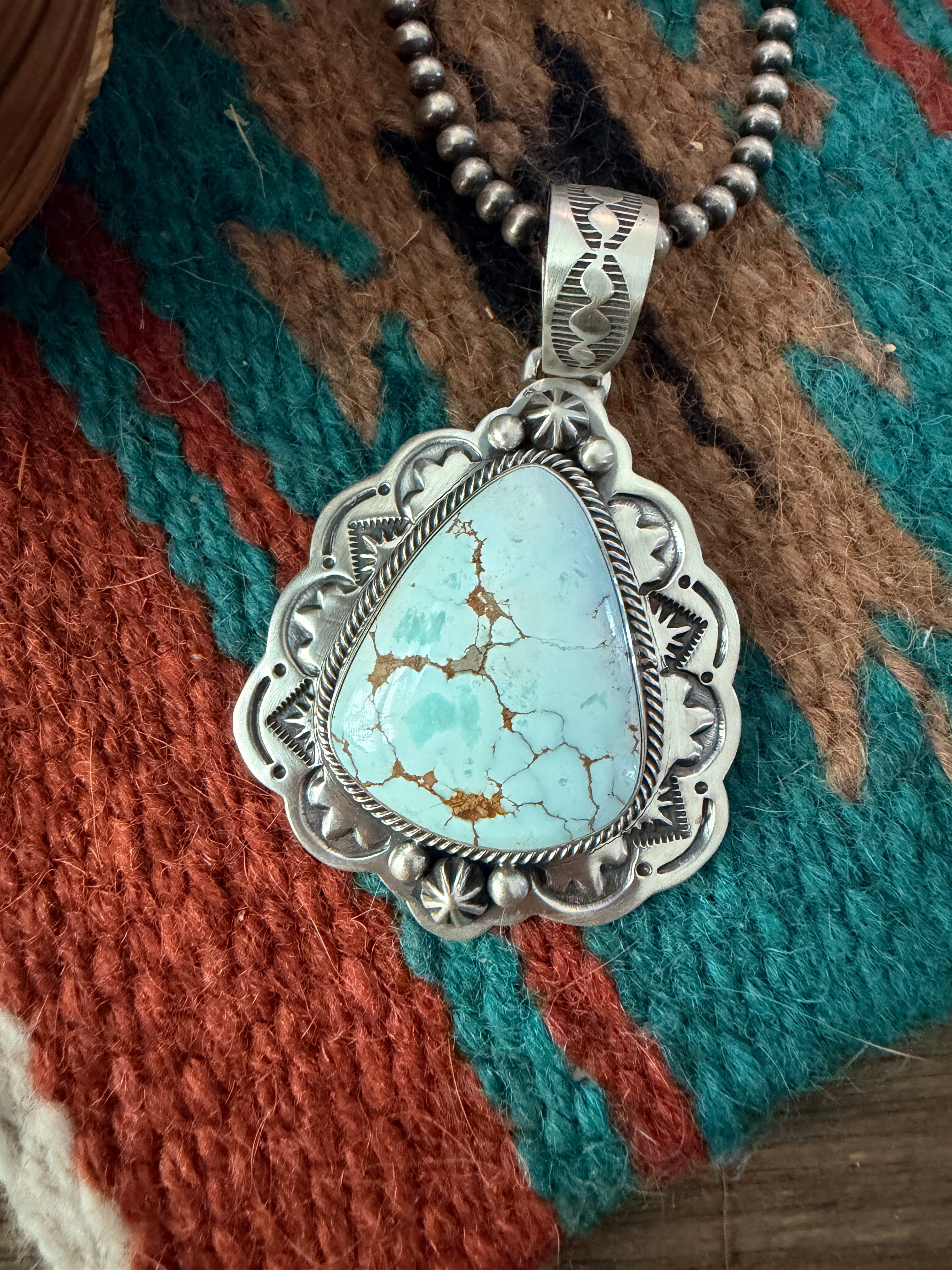 Handcrafted Sterling Silver & Dry Creek Turquoise Pendant by Randy Boyd