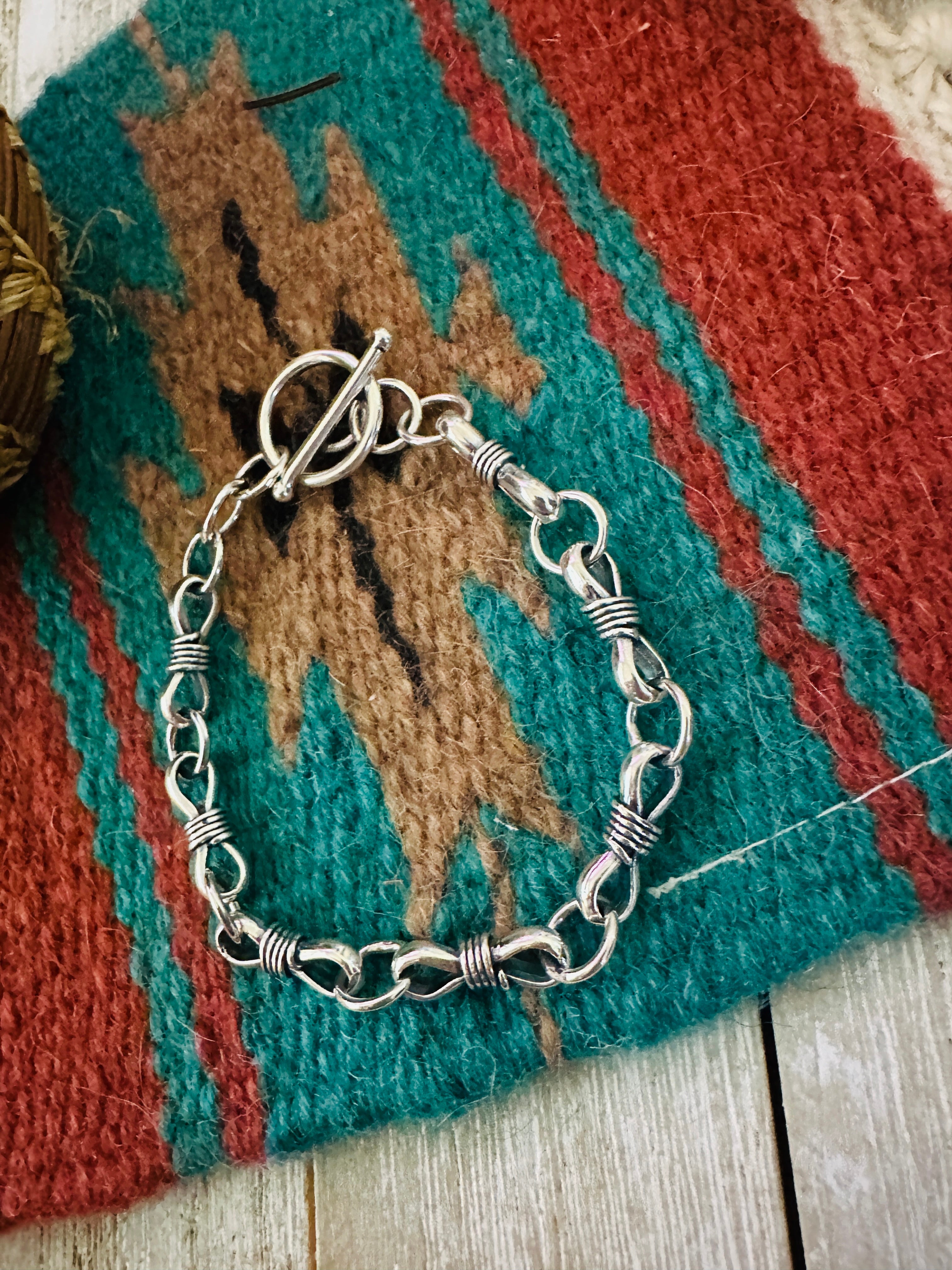 Handcrafted Sterling Silver Chain Link Bracelet 8"