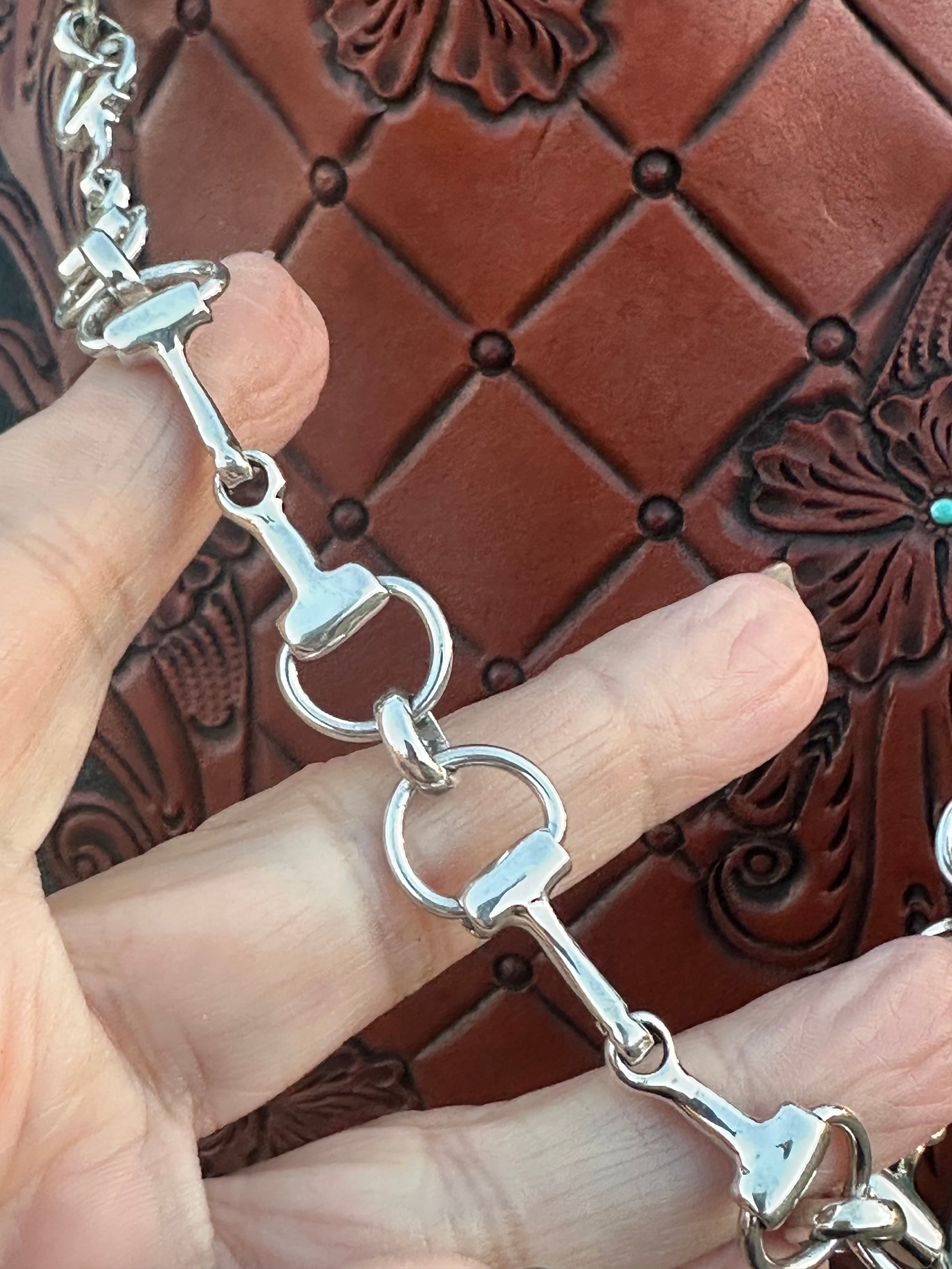 Sterling Silver Snaffle Bit Chain Necklace 20”