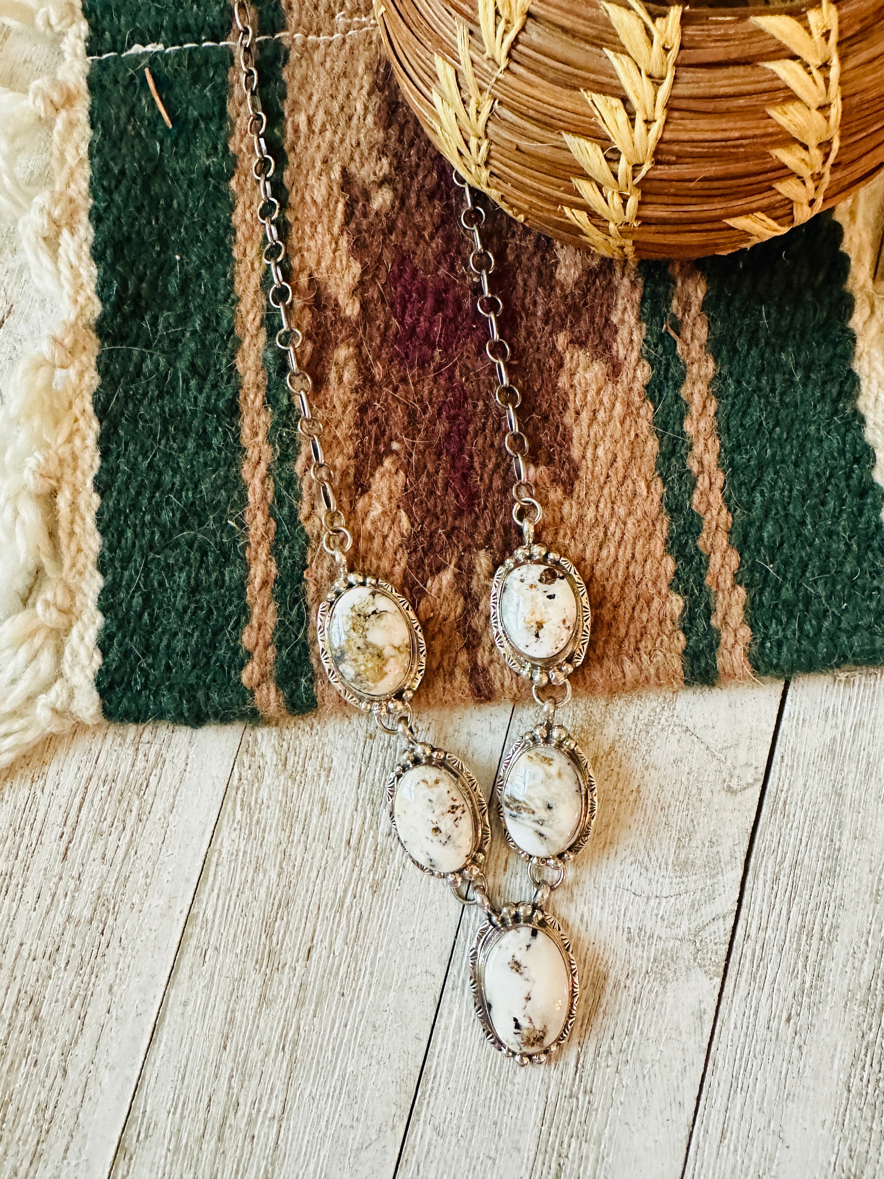 Navajo White Buffalo & Sterling Silver Necklace