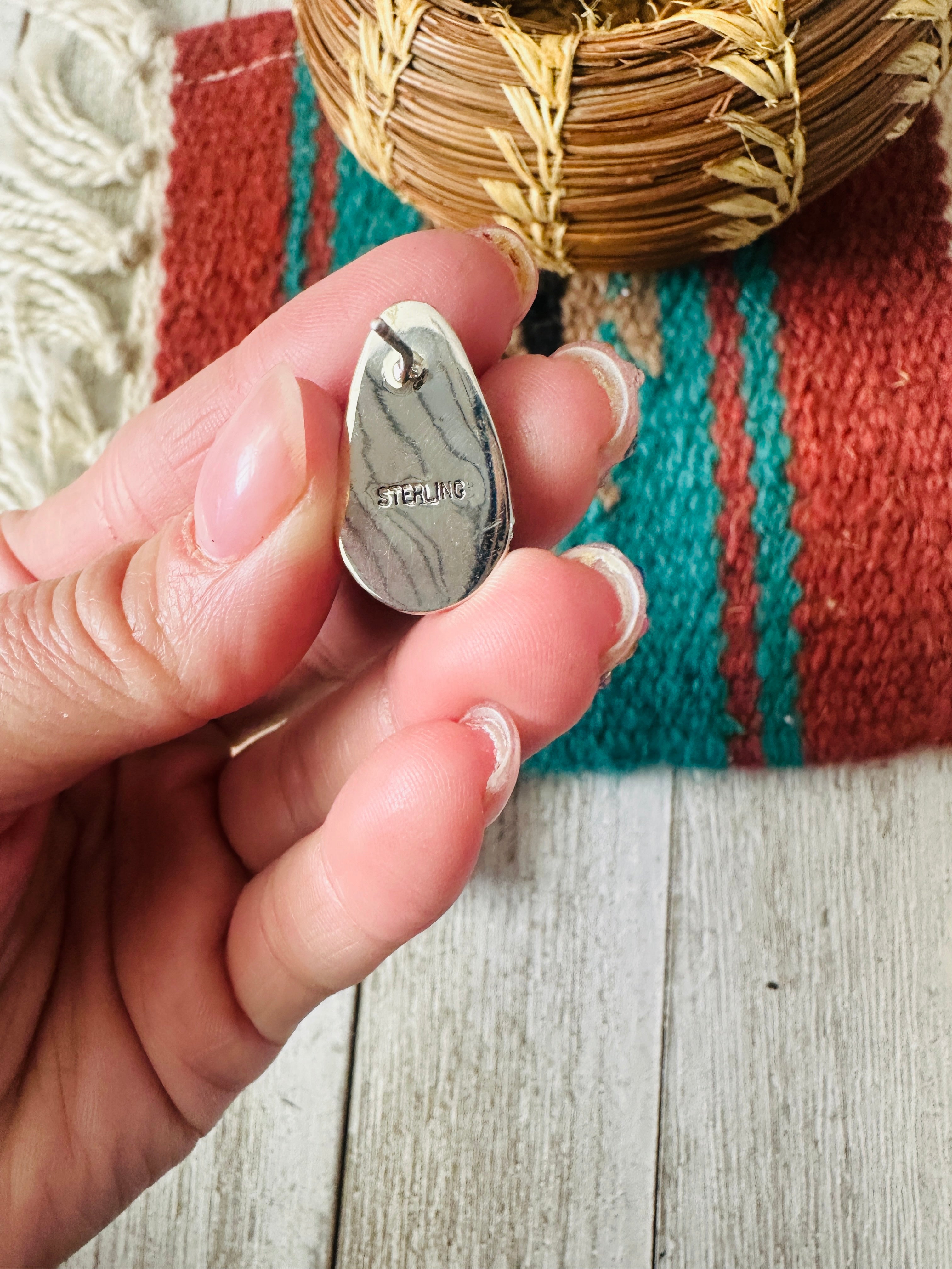 Navajo Turquoise & Sterling Silver Teardrop Post Earrings
