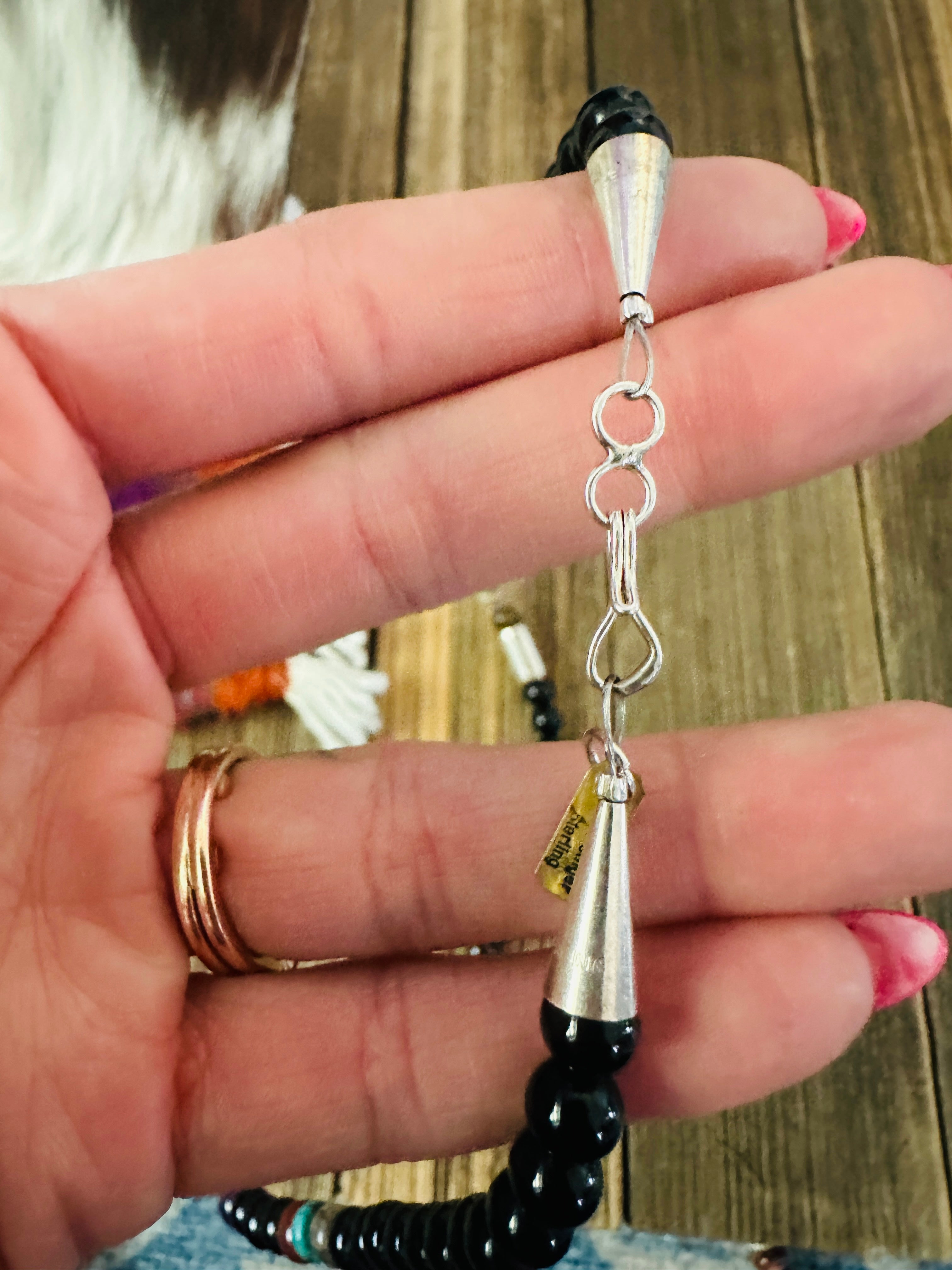 Handcrafted Multi Stone & Sterling Silver Beaded 18” Necklace by T & R Singer