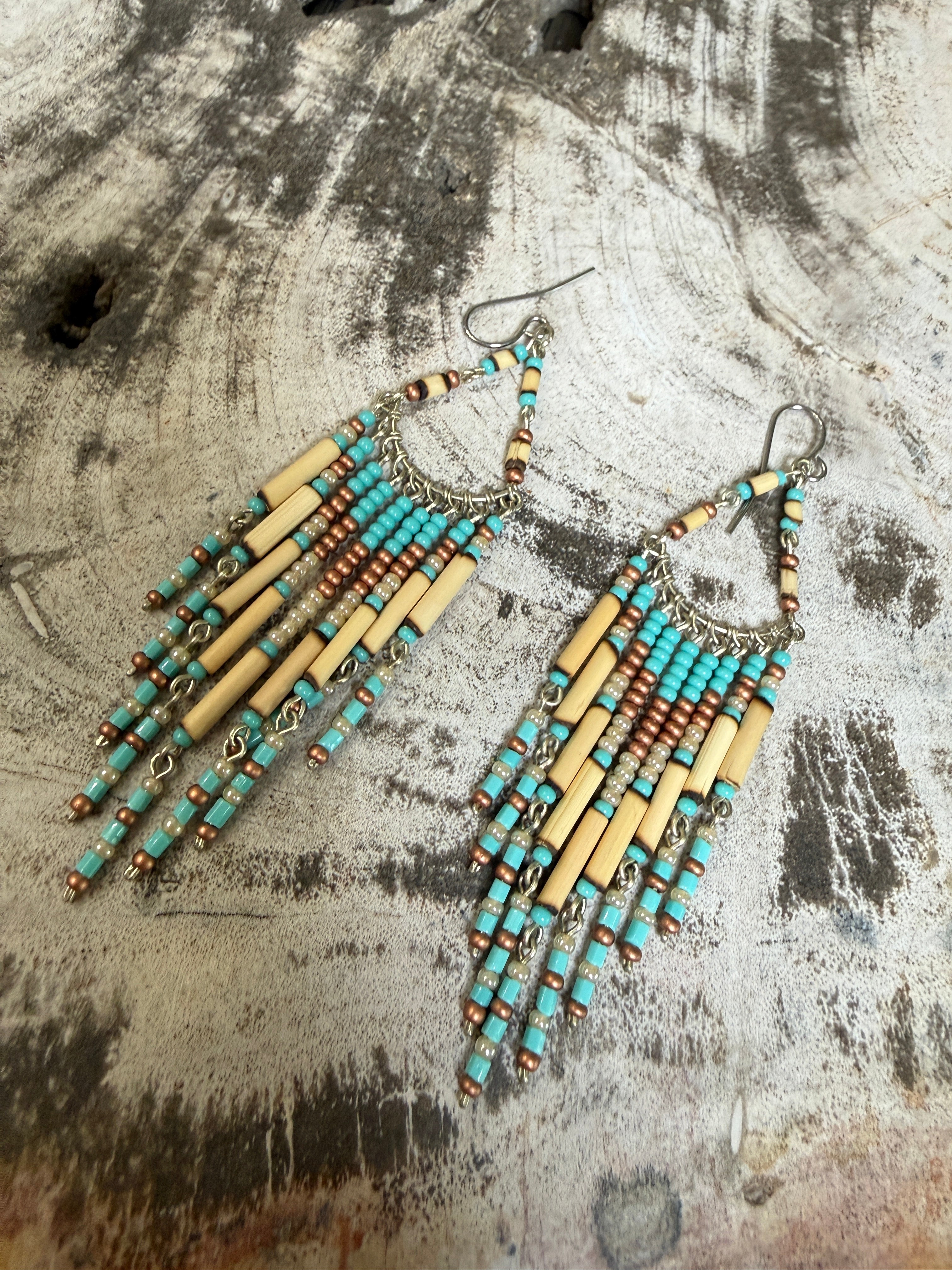 “The Golden Collection”  Moonlit Handmade Multi Color Beaded Earrings