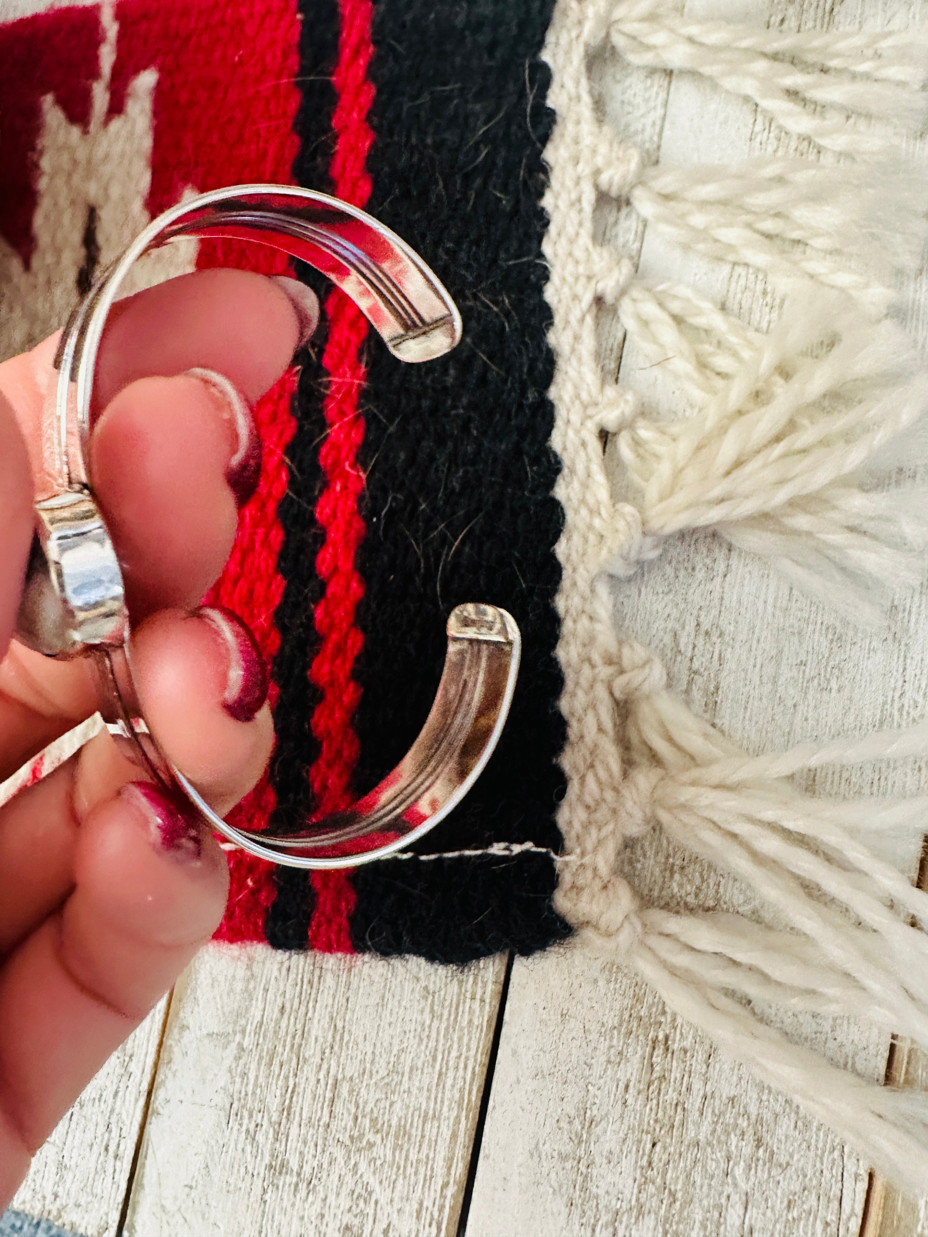 Navajo White Buffalo & Sterling Silver Cuff Bracelet