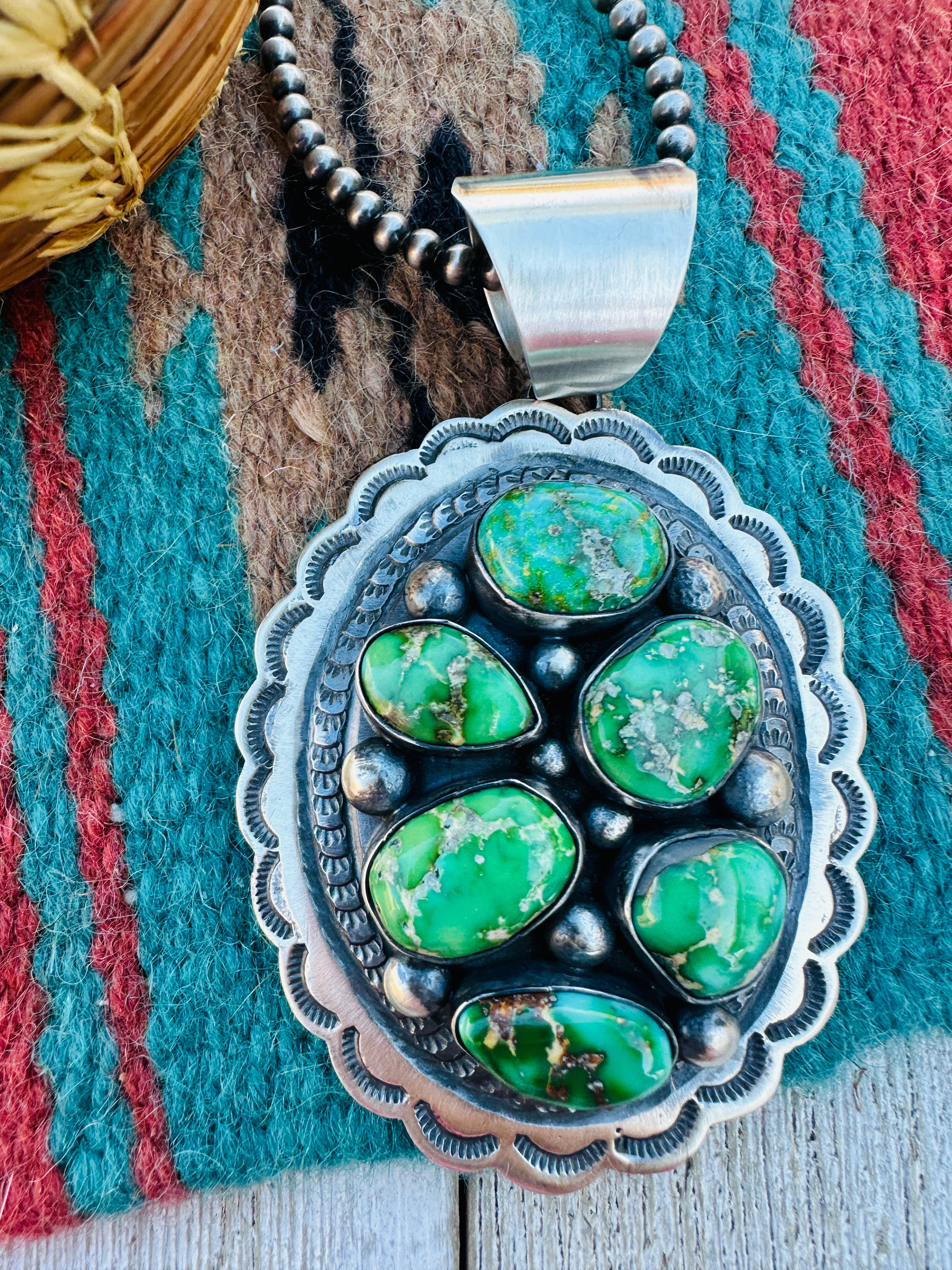 Handcrafted Sterling Silver & Sonoran Mountain Turquoise Pendant by Chimney Butte