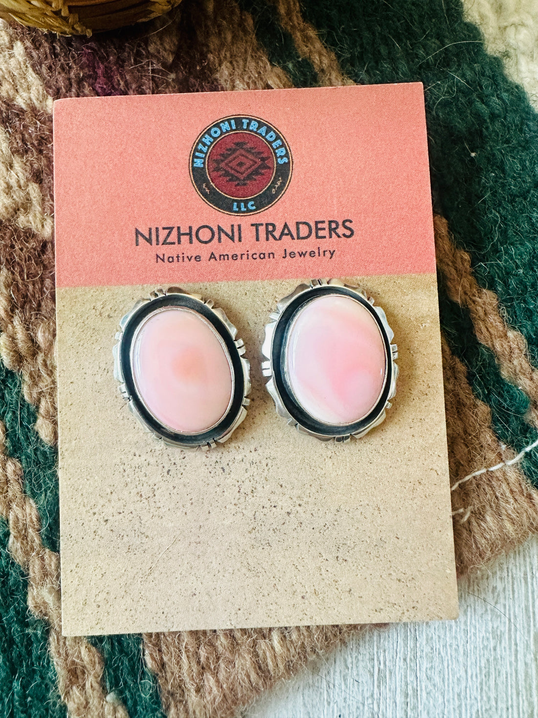 Handcrafted Sterling Silver & Queen Pink Conch Post Earrings