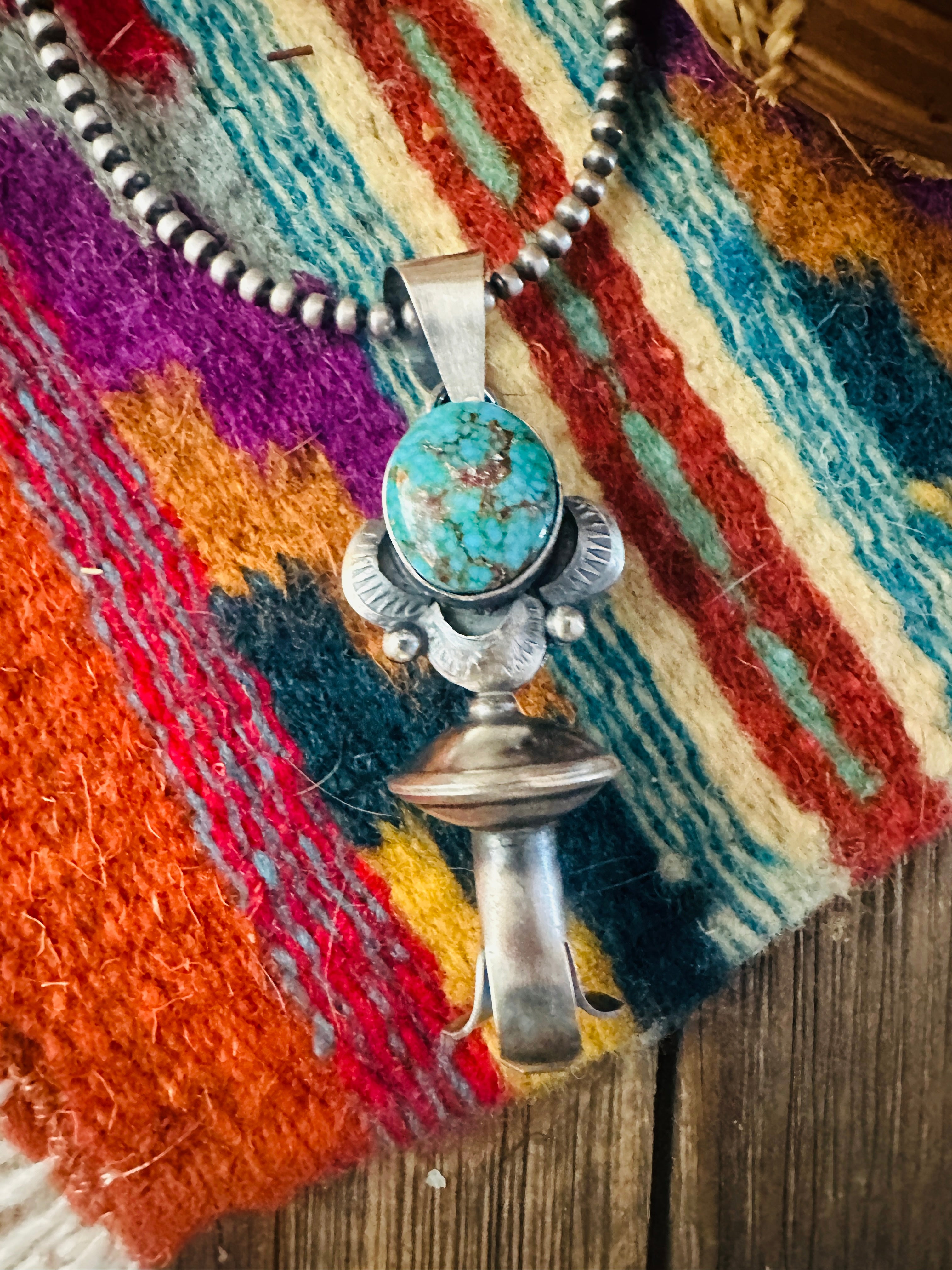 Handcrafted Sterling Silver & Turquoise Blossom Pendant