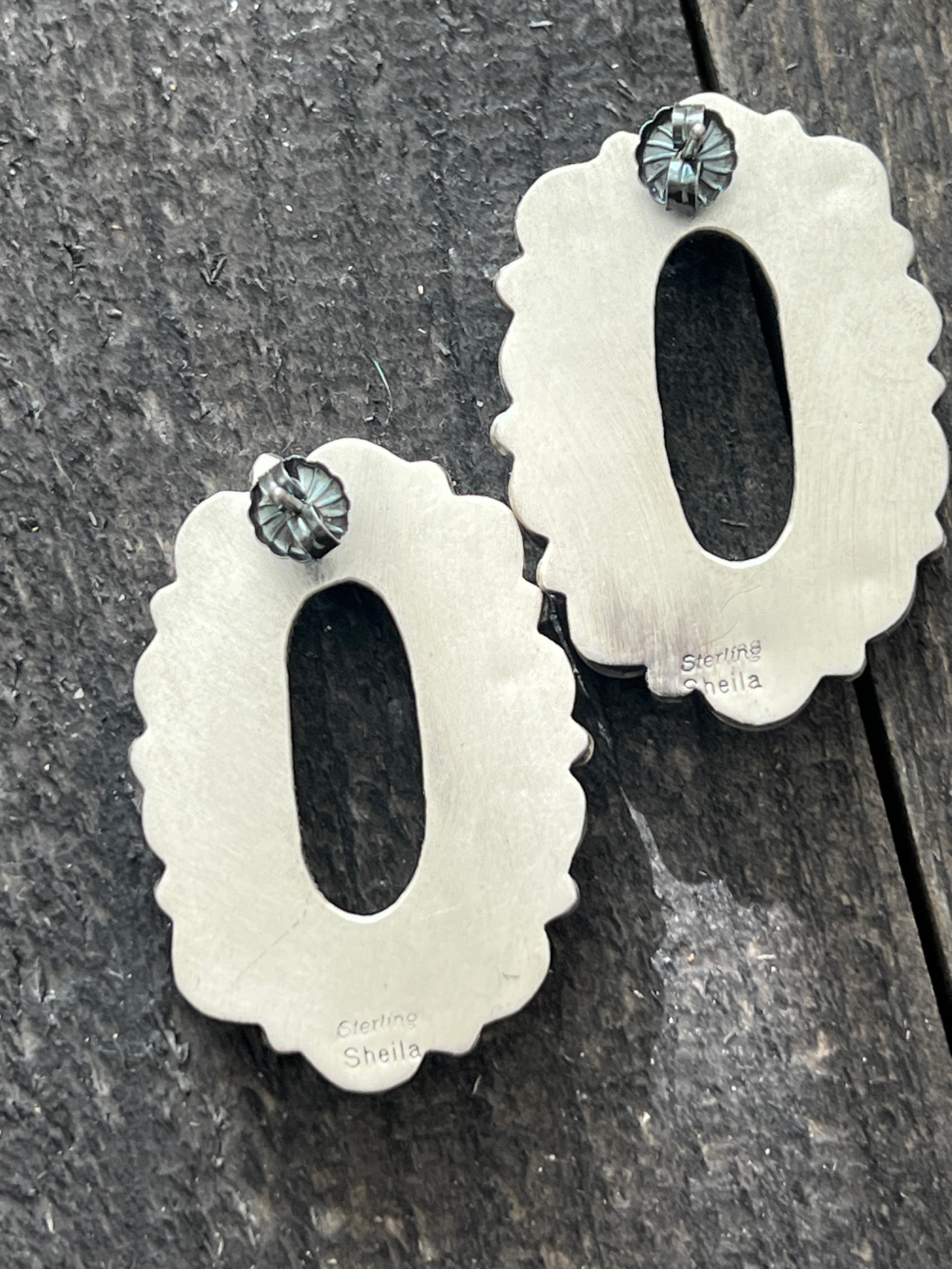 Handcrafted Sterling Silver and Whitewater Campitos Turquoise Cluster Necklace and Earring Set by Sheila Becenti