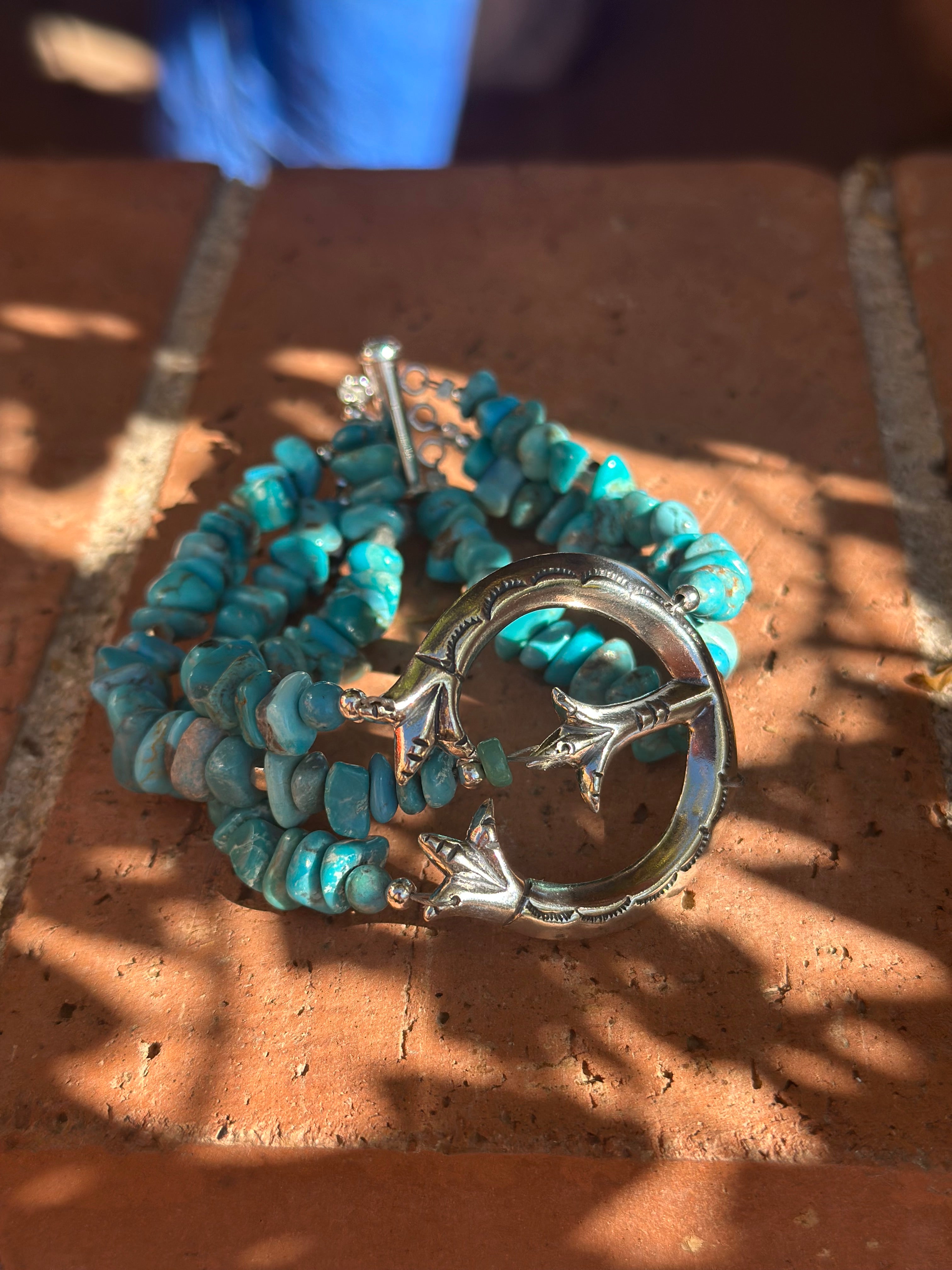Paige Wallace Chunky Sterling Silver and Turquoise Naja Bracelet