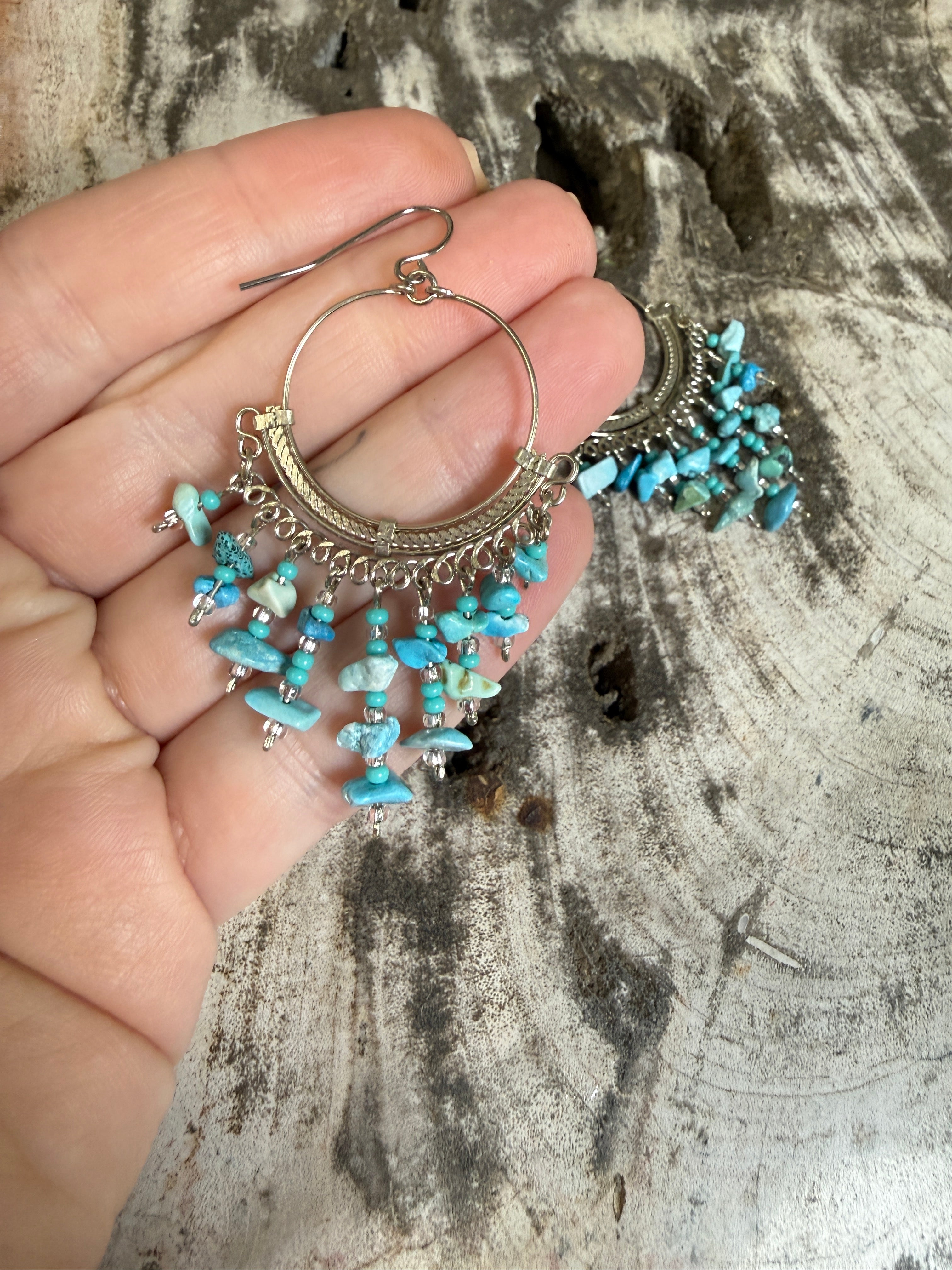 “The Golden Collection” Sea & Sky Hoops Handmade Beaded Surgical Steel Earrings