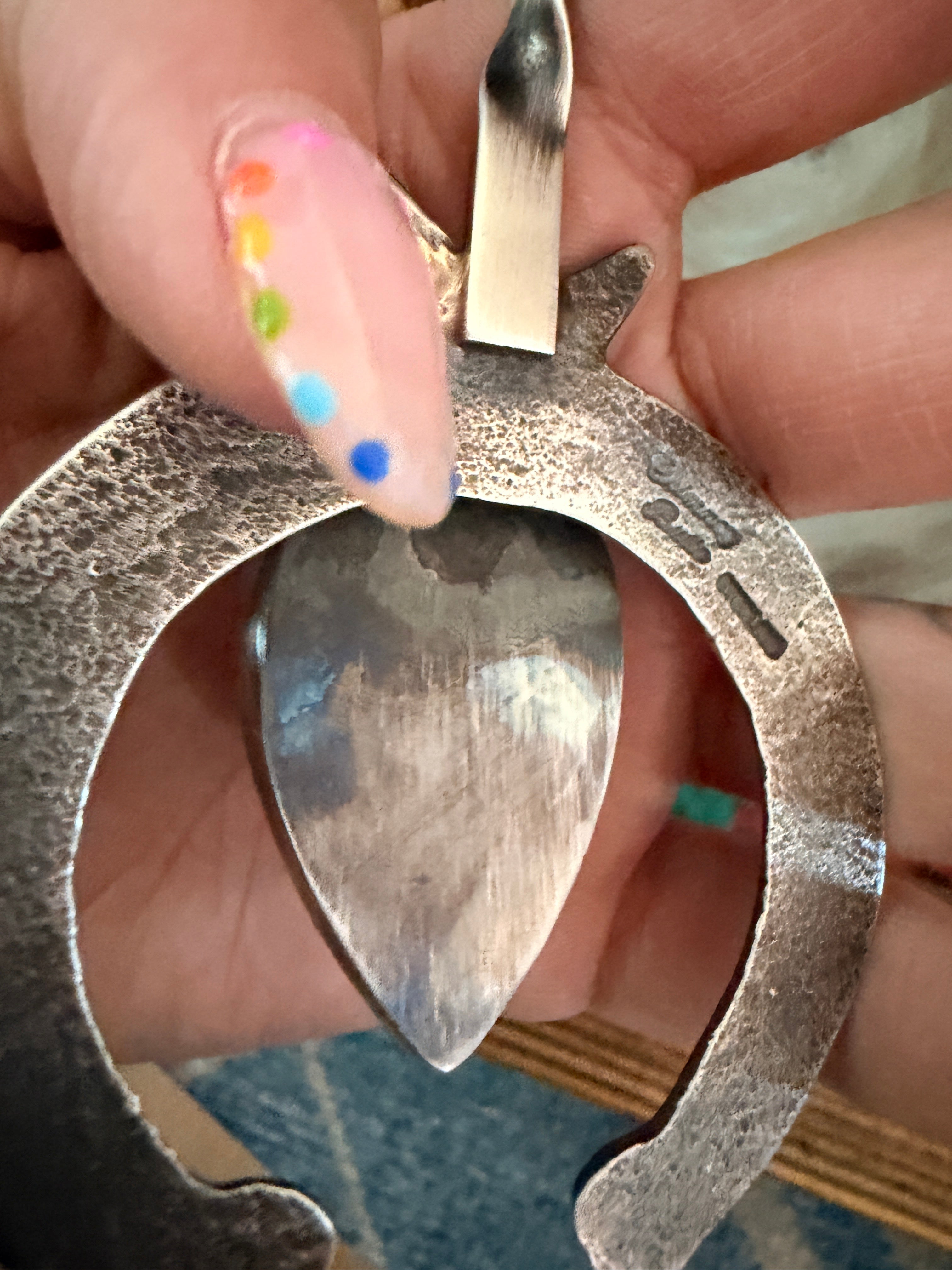 Handcrafted Sterling Silver & Queen Pink Conch Squash Blossom Necklace by Chimney Butte