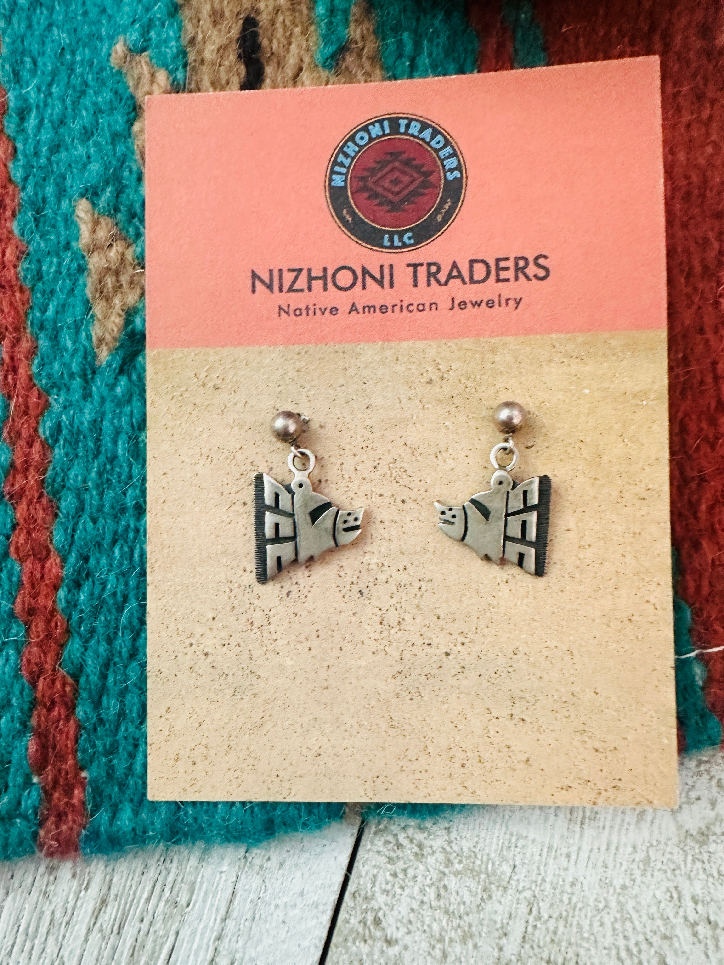 Hopi Sterling Silver Pig Dangle Earrings