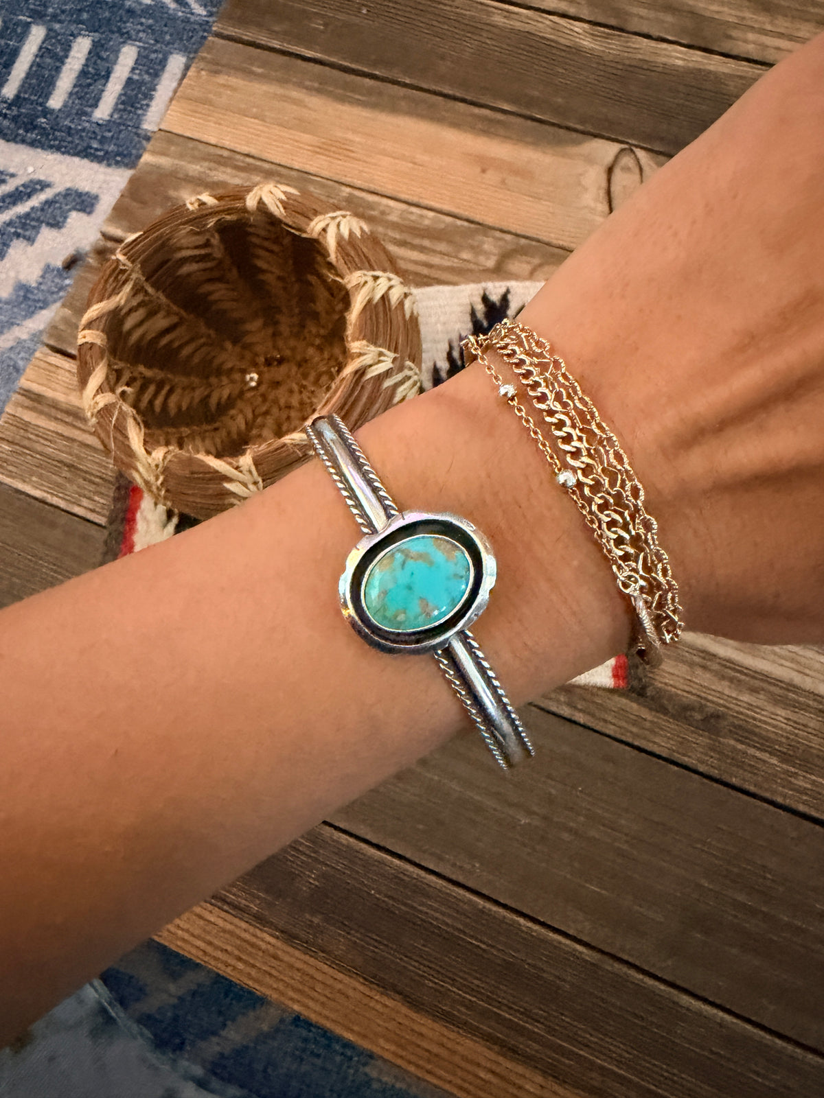 Handcrafted Turquoise & Sterling Silver Cuff Bracelet