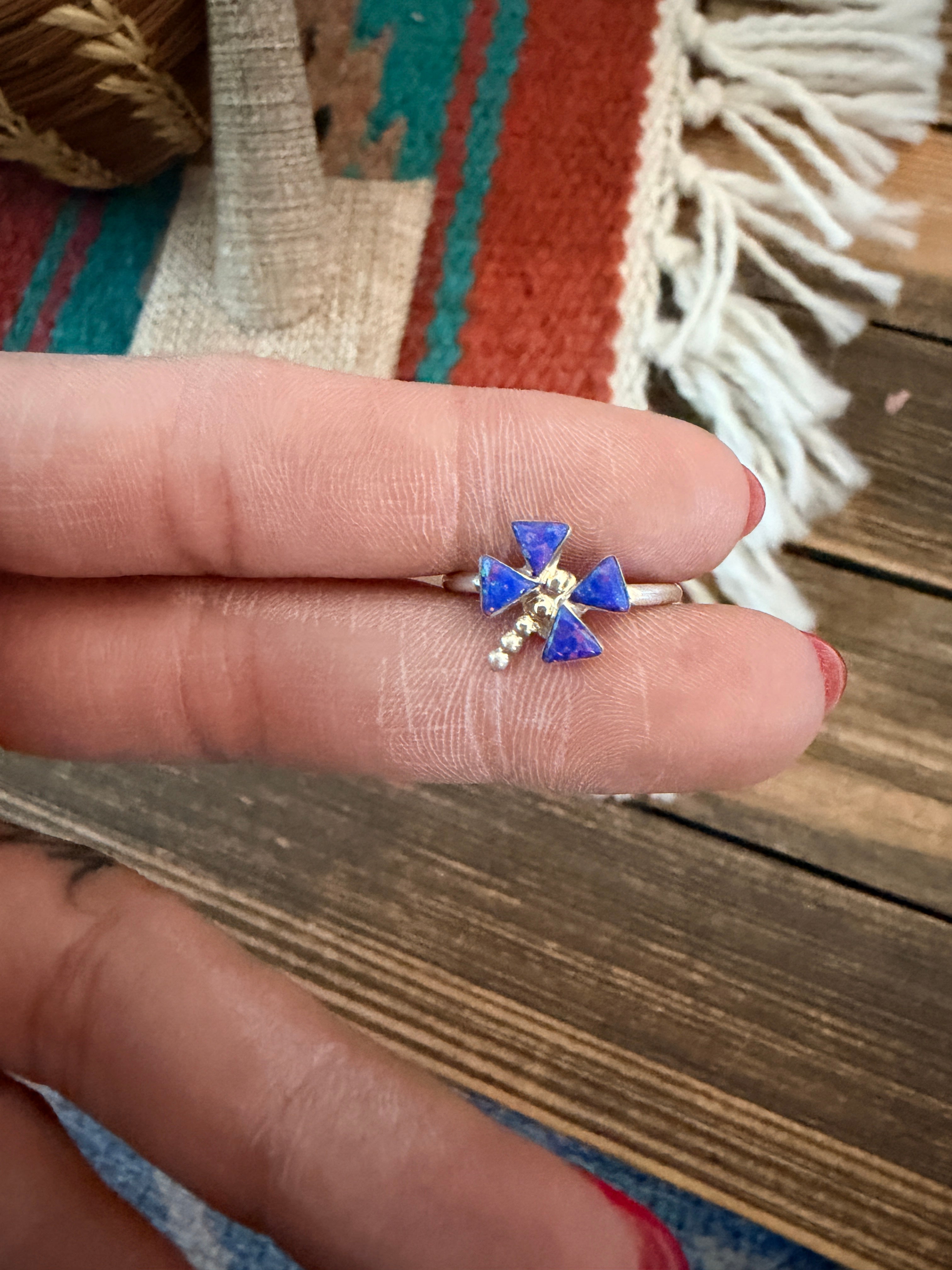 Handcrafted Purple Opal & Sterling Silver Dragonfly Ring