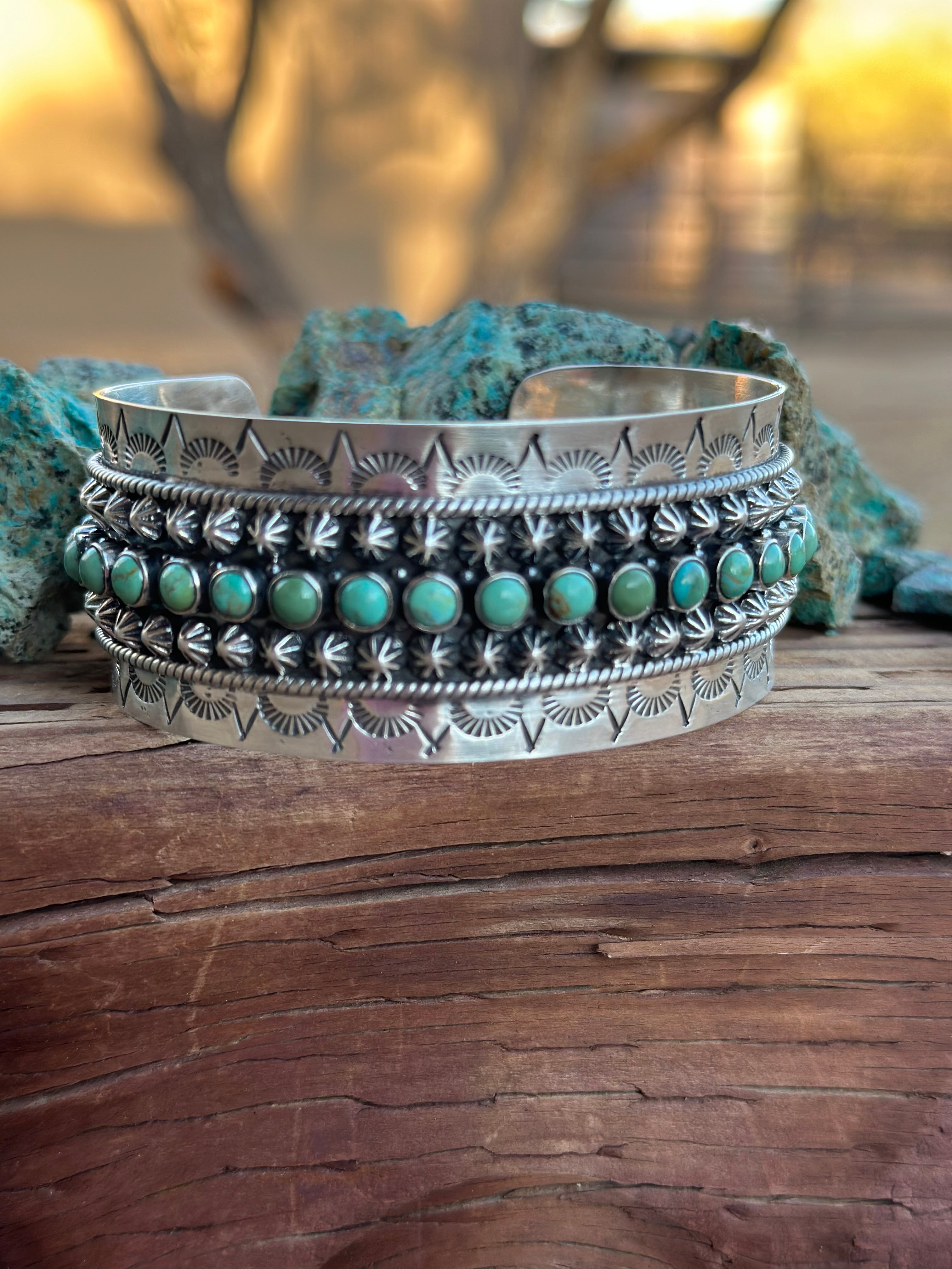 “The Dream” Handmade Sterling Silver & Royston Turquoise  Cuff Bracelet