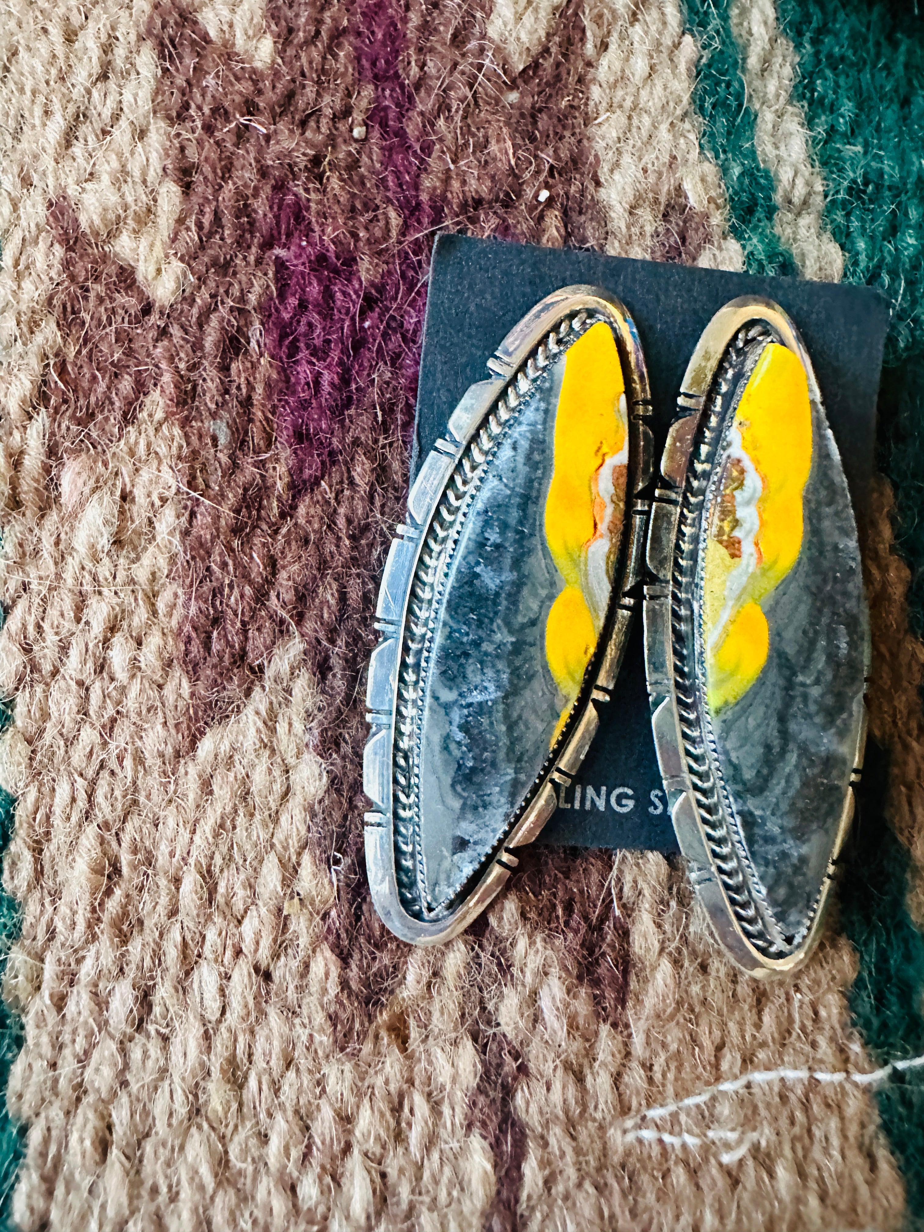 Navajo Bumblebee  & Sterling Silver Earrings by Wydell Billie