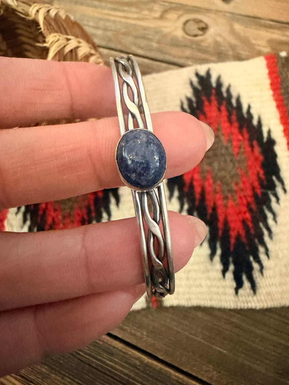 Handcrafted Lapis & Sterling Silver Cuff Bracelet