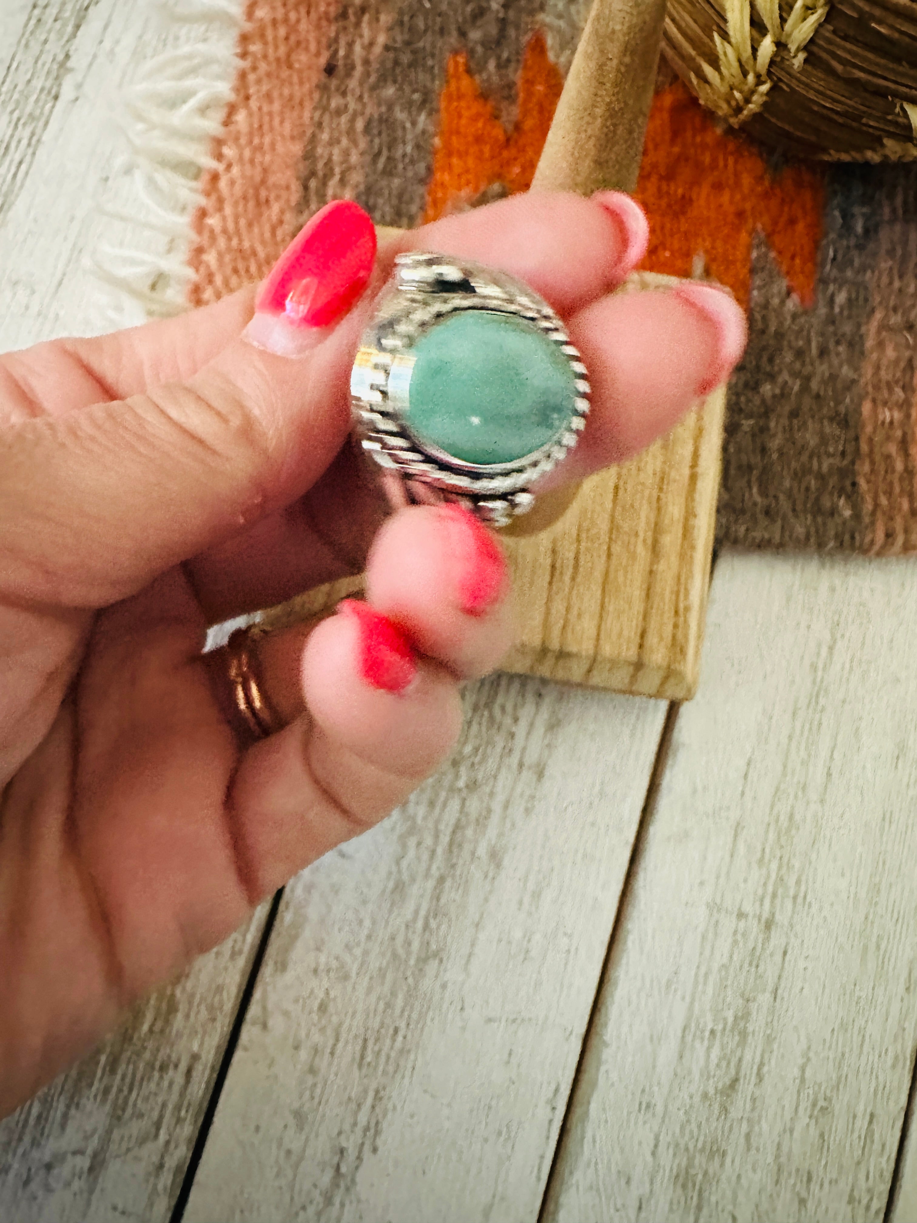 Navajo Turquoise & Sterling Silver Ring Size 11.5