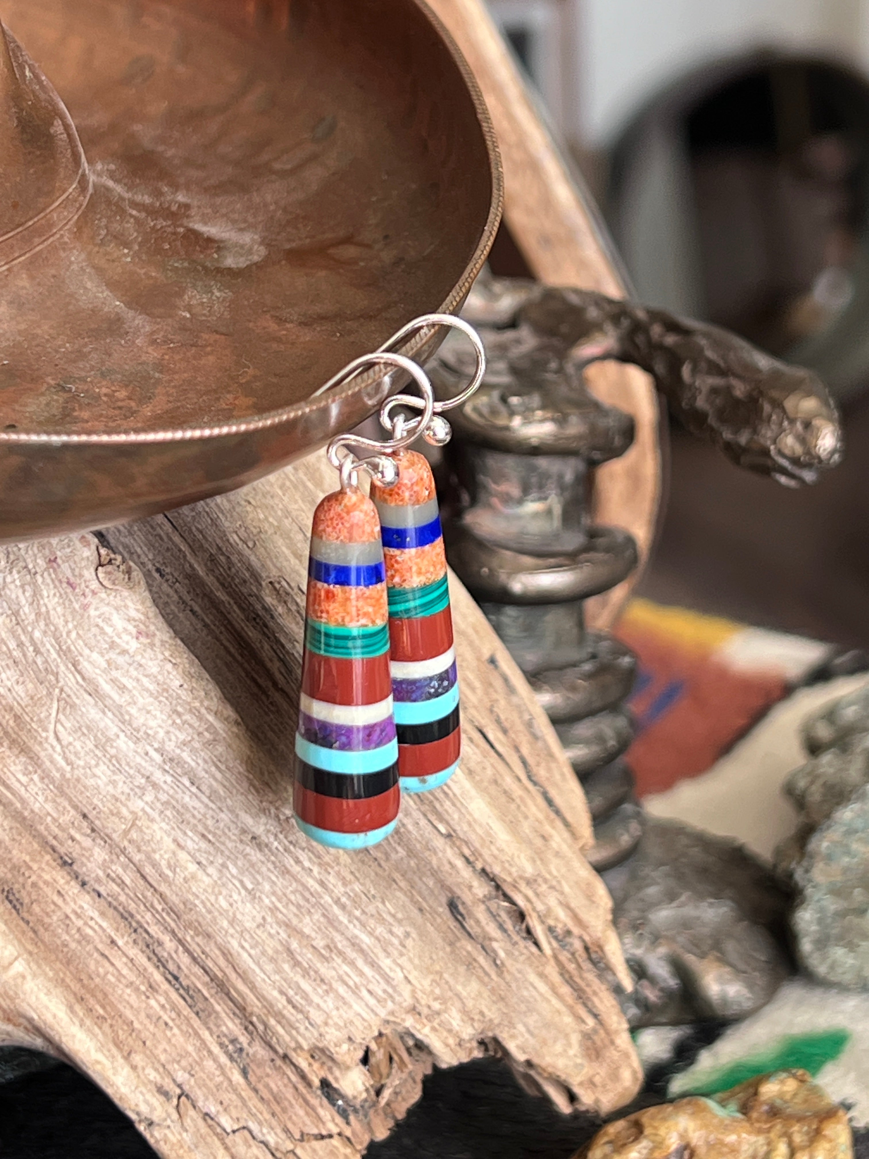 Santo Domingo Layered Multistone Earrings by Ronald Chavez, Stacked Gems #4