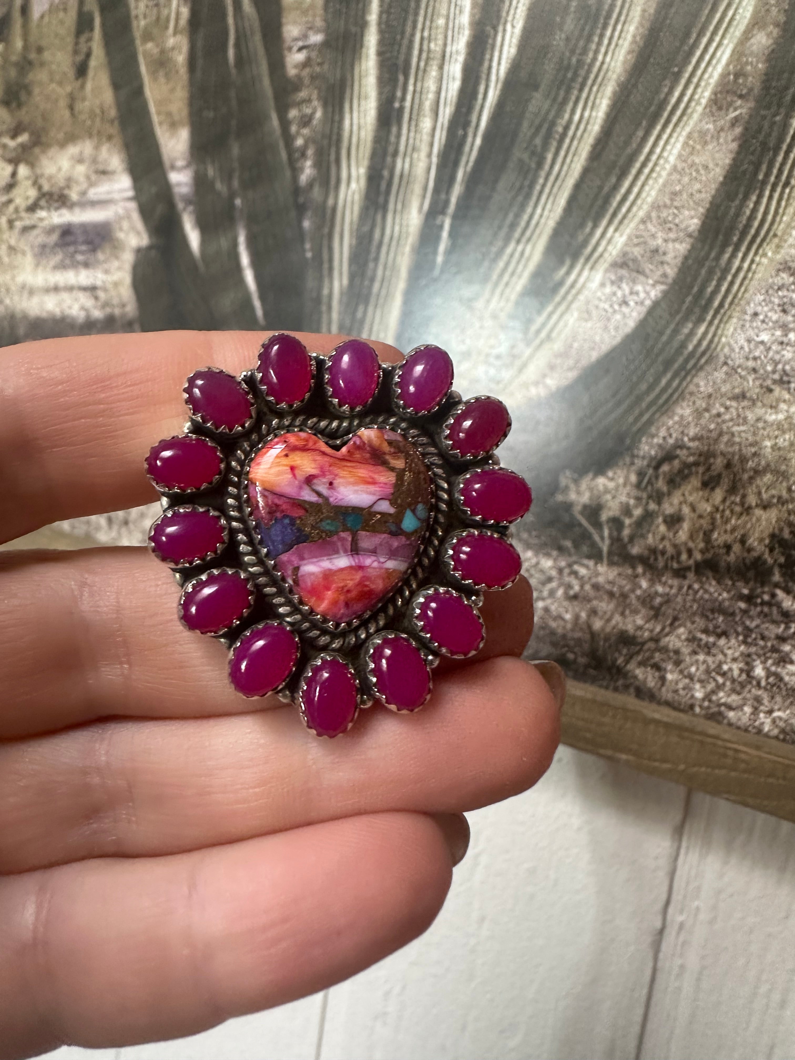 Handmade Pink Dream, Pink Onyx & Sterling Silver Adjustable Ring