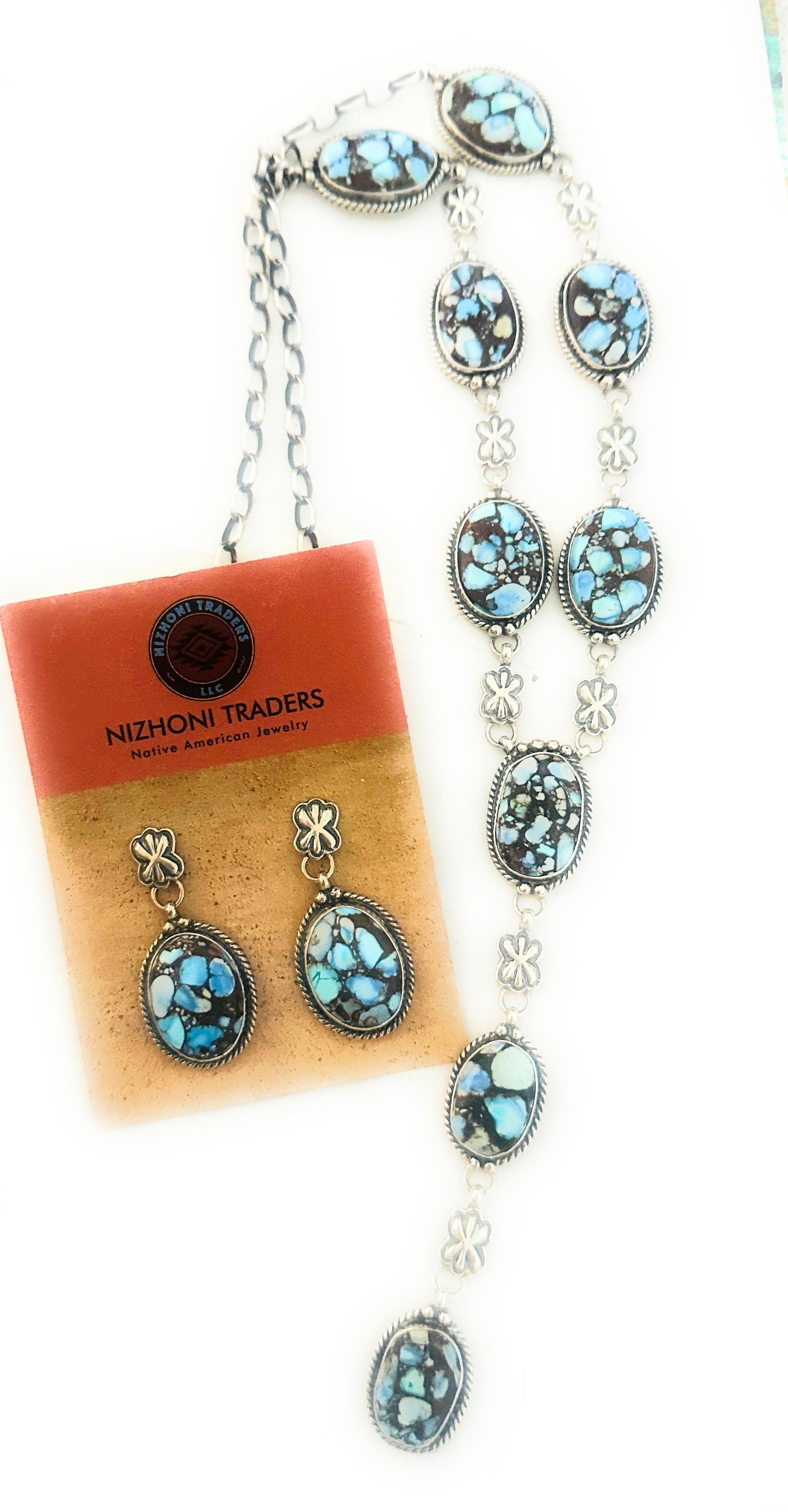 Navajo Golden Hills Turquoise & Sterling Silver Necklace Set