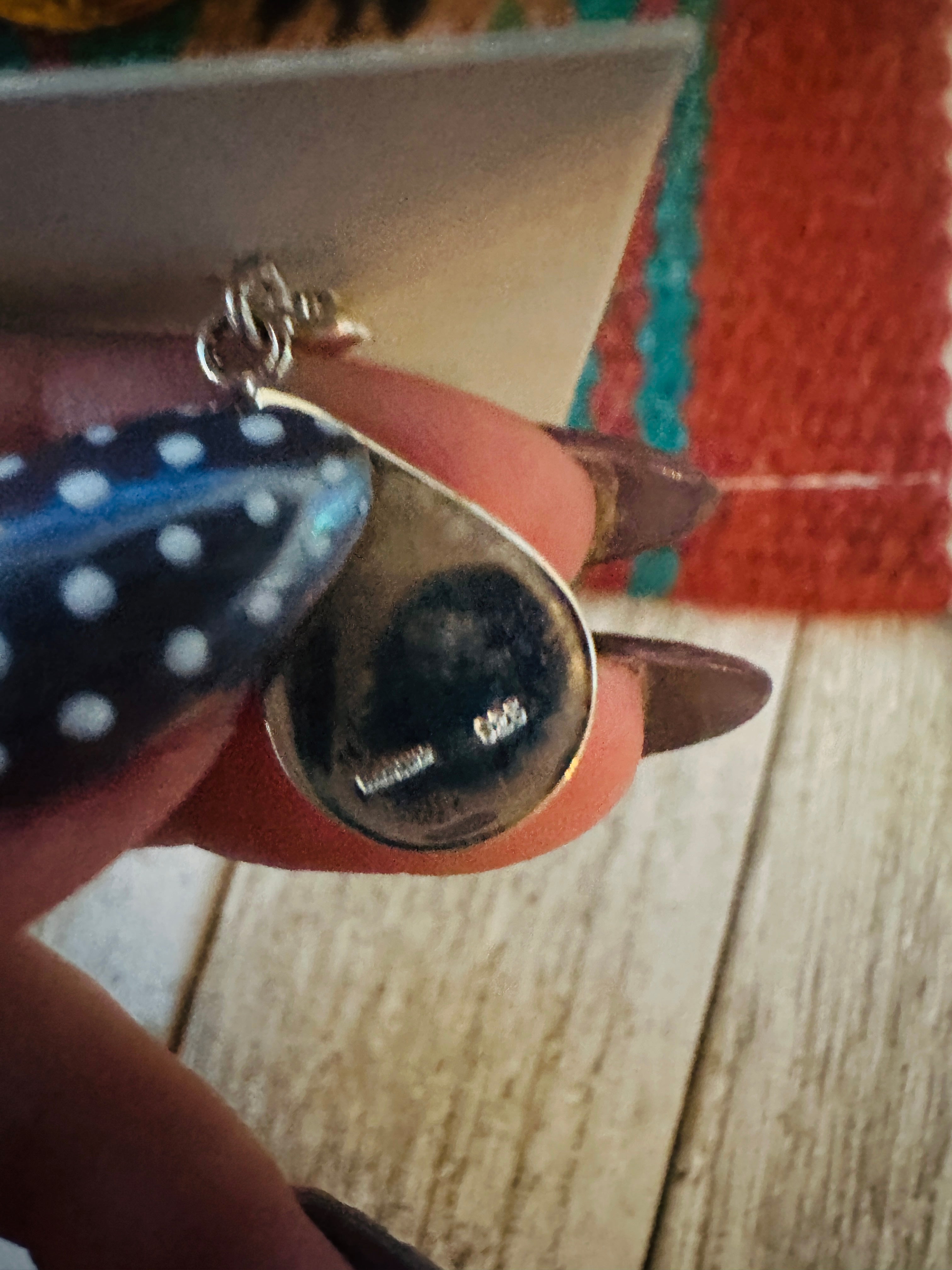 Handcrafted Lapis, Opal & Sterling Silver Inlay Dangle Earrings