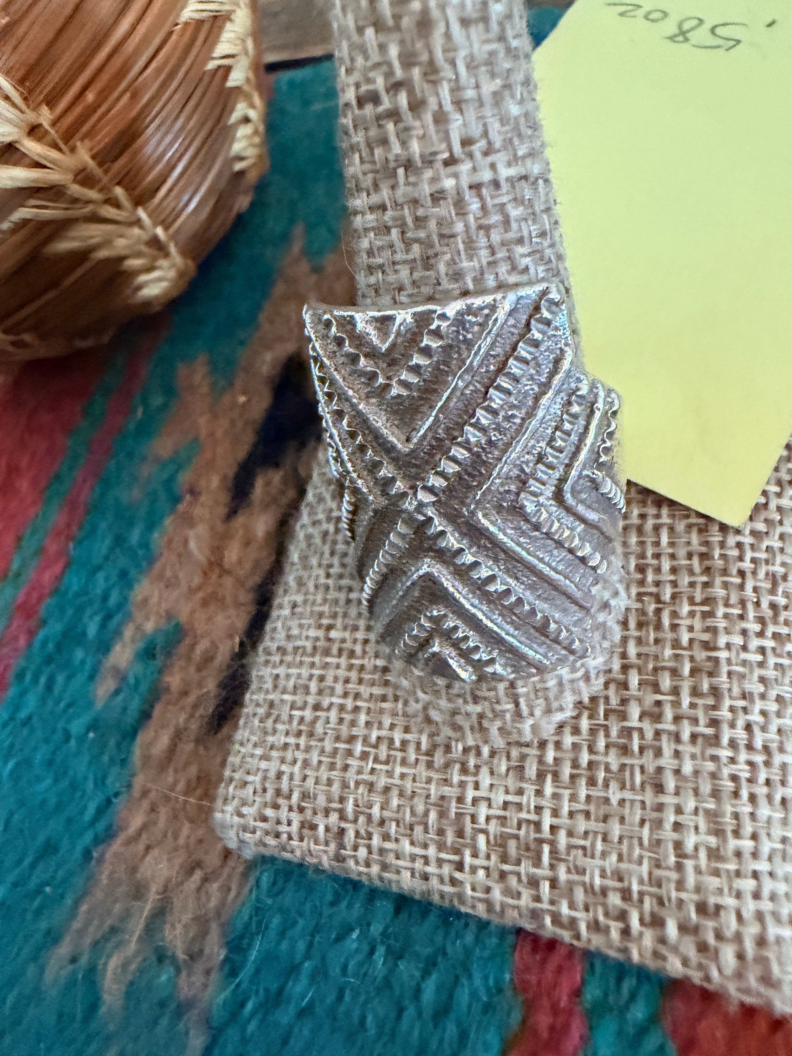 Old Pawn Handcrafted Sterling Silver Tufa Cast Cigar Band Ring Size 11