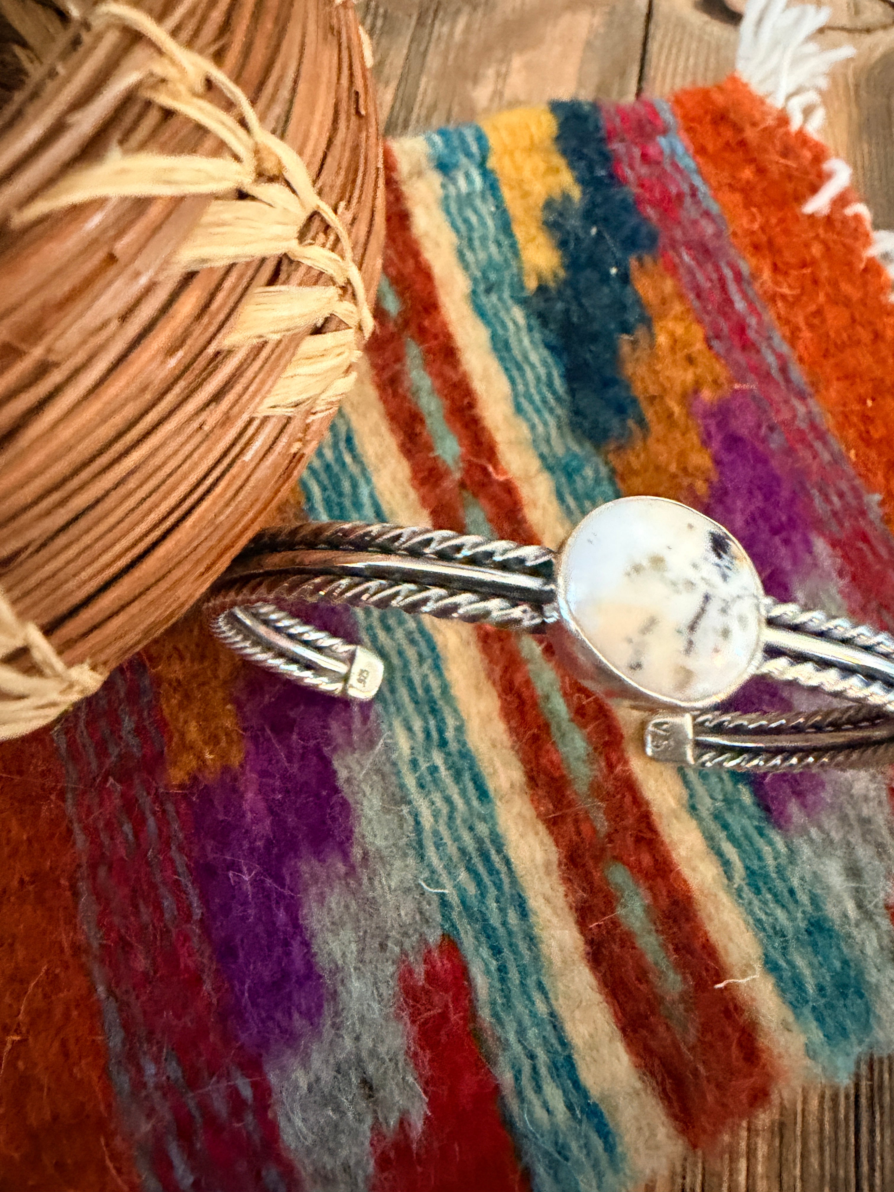 Handcrafted White Buffalo & Sterling Silver Cuff Bracelet