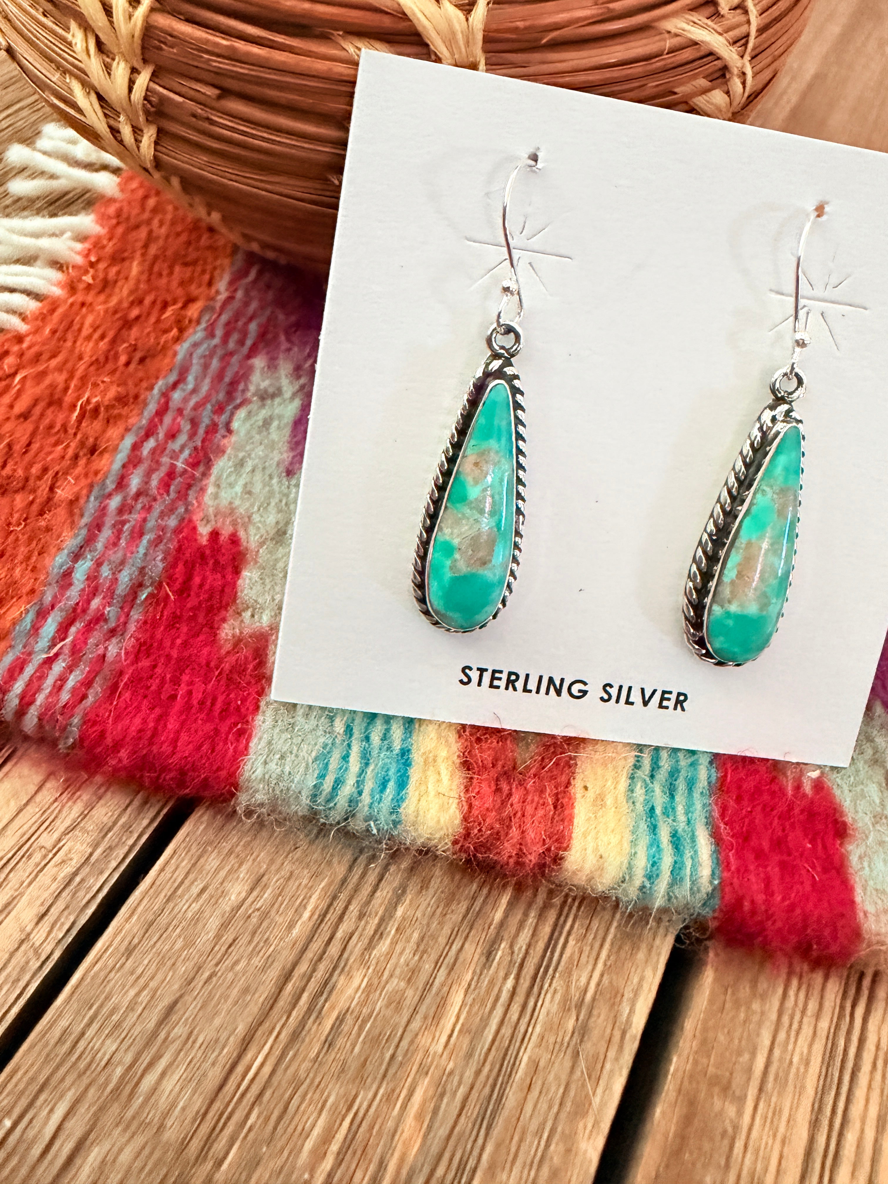 Handcrafted Turquoise & Sterling Silver Dangle Earrings