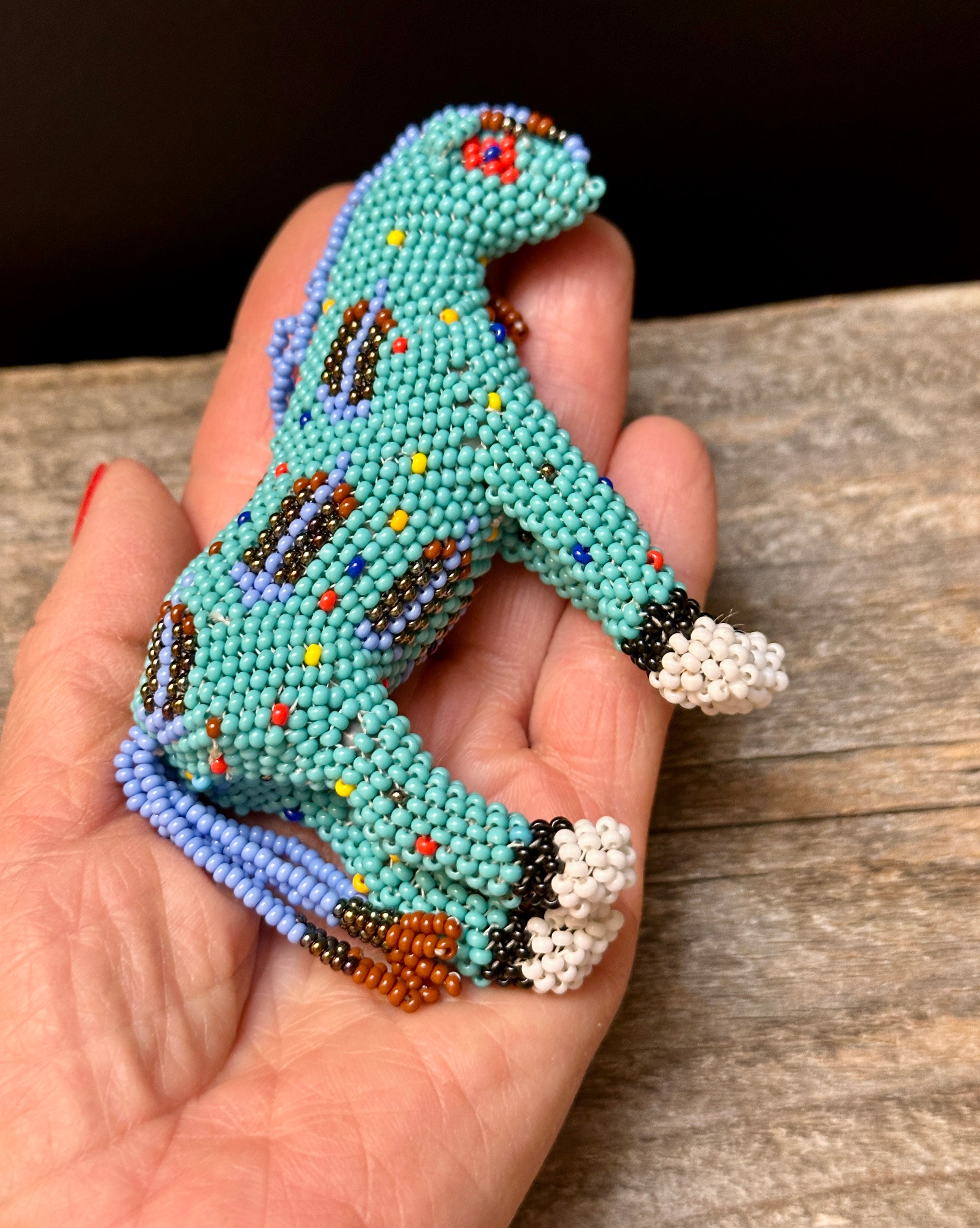 Handmade Peyote Stitched Horse Figurine- Turquoise 6