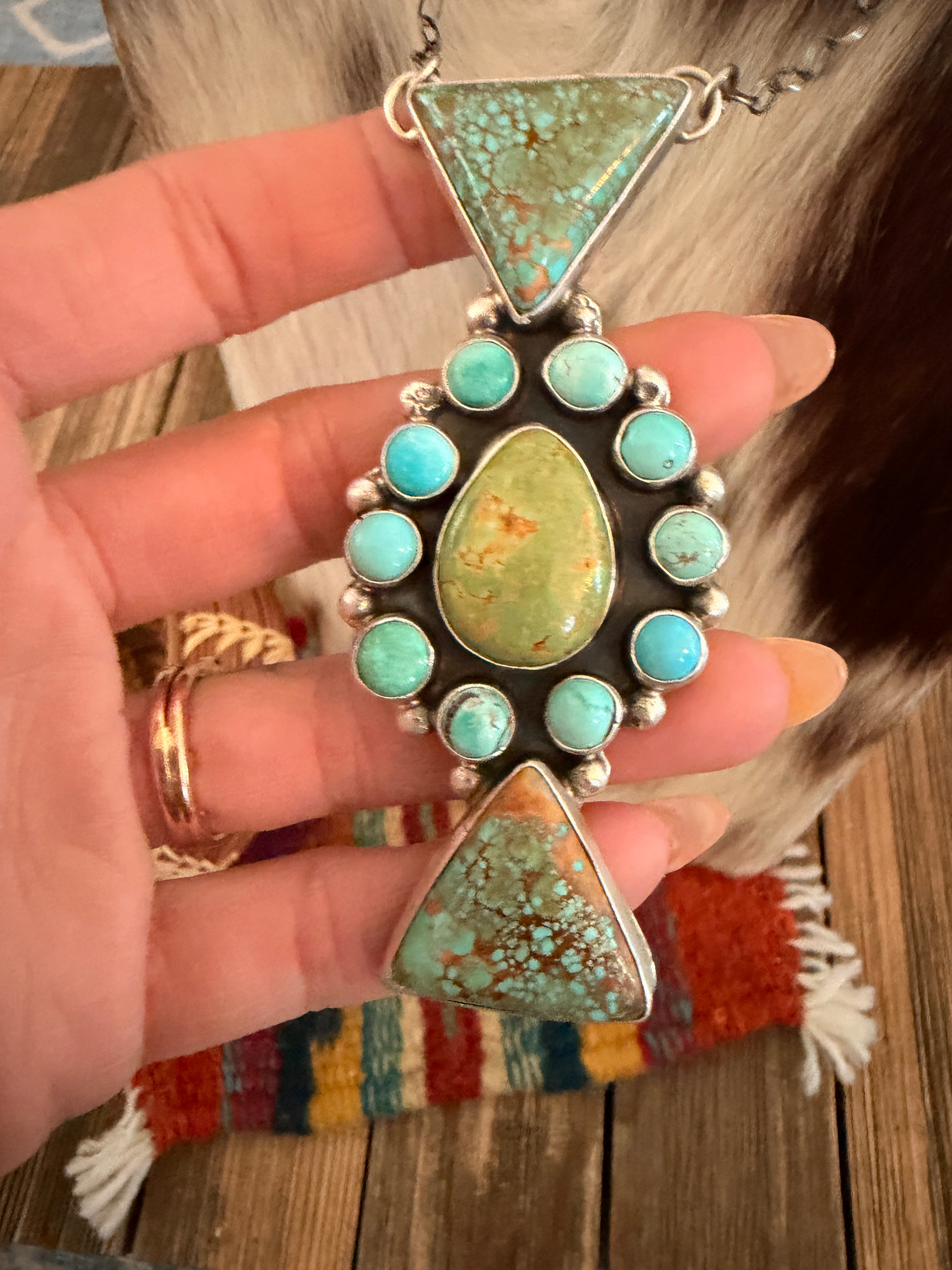 Handcrafted Turquoise & Sterling Silver Necklace by Joelias Draper