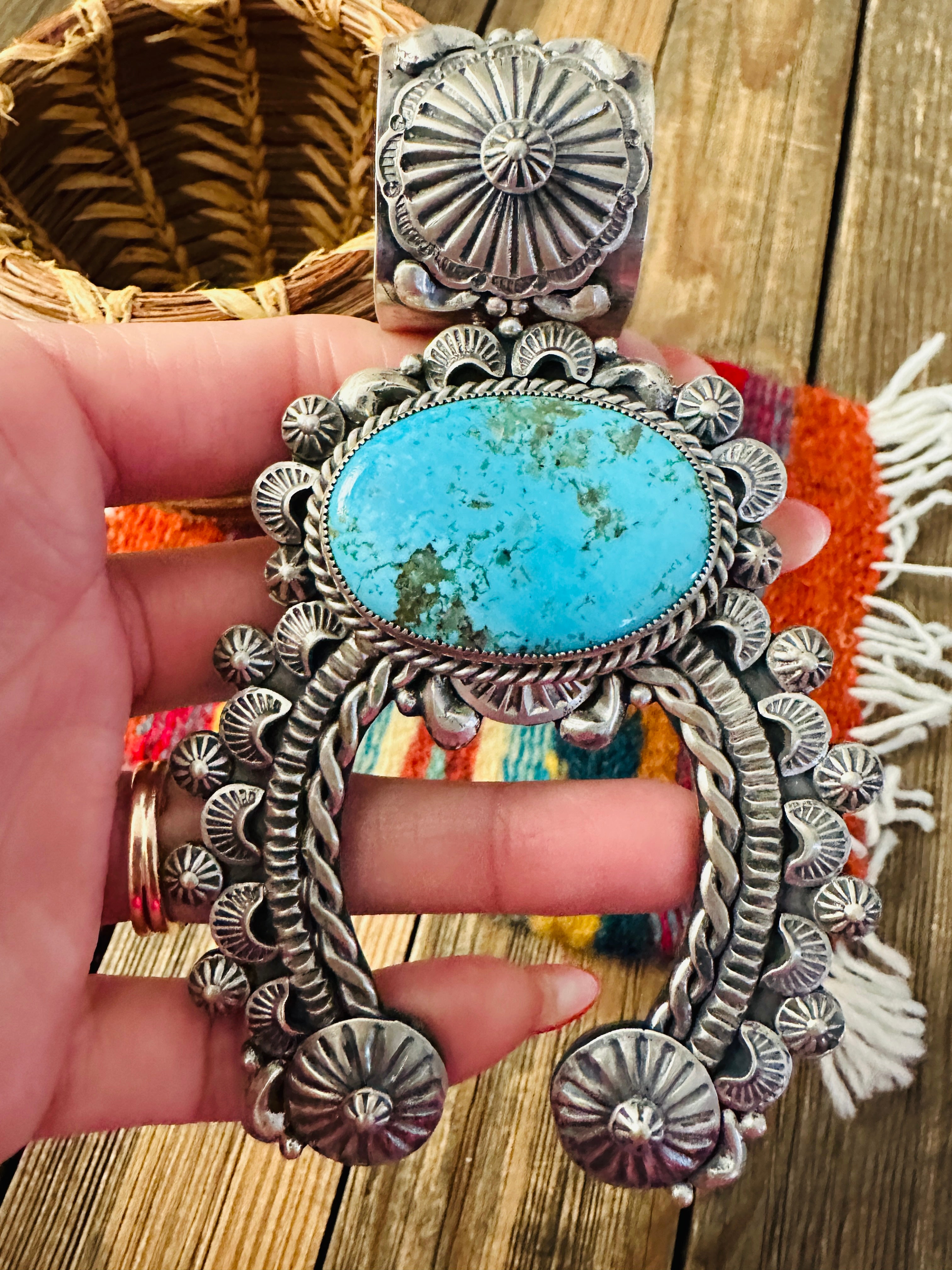 Handcrafted Sterling Silver & Turquoise Naja Pendant