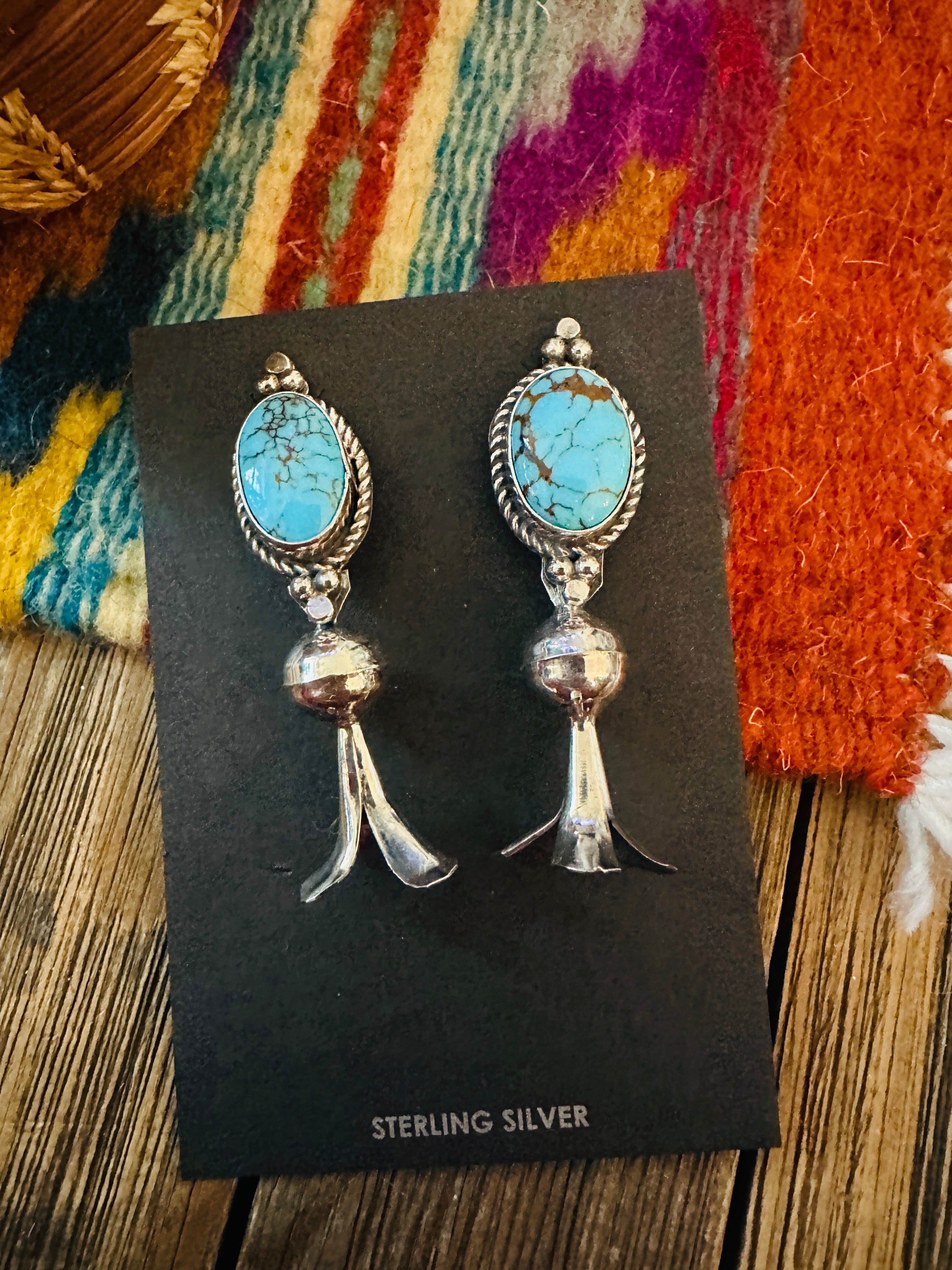 Handcrafted Turquoise & Sterling Silver Blossom Post Earrings by Rosella Paxson