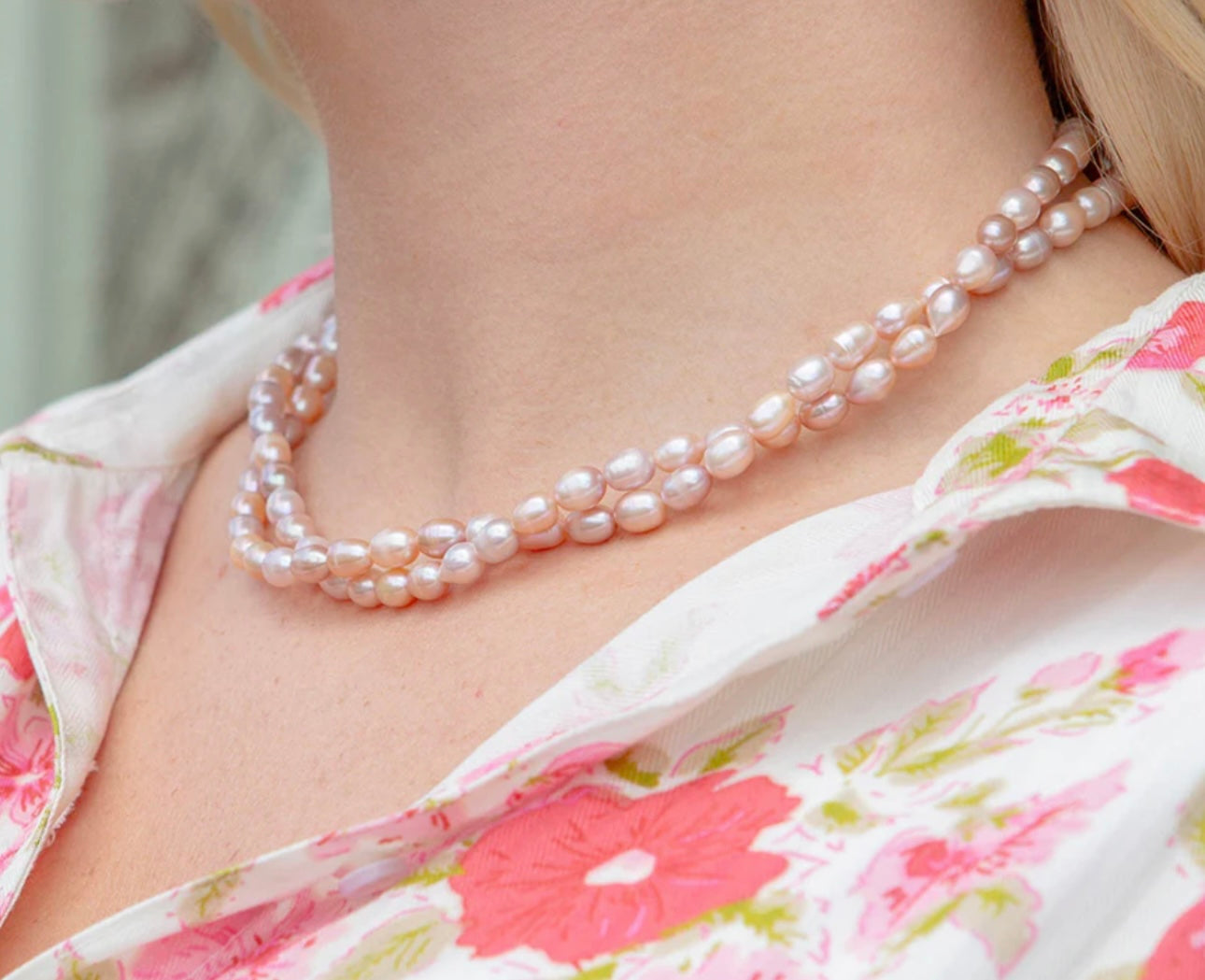 Double Strand Rose Pearl Necklace
