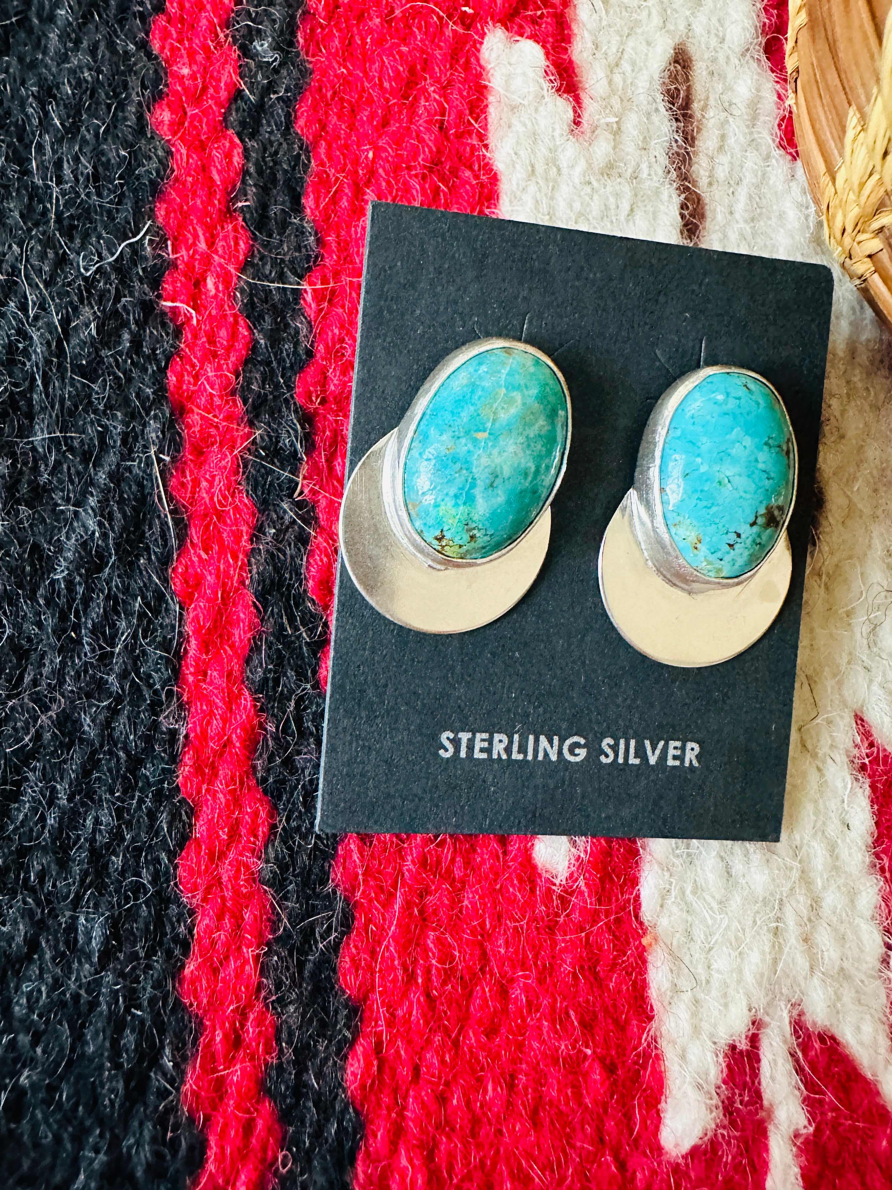 Navajo Turquoise & Sterling Silver Post Earrings