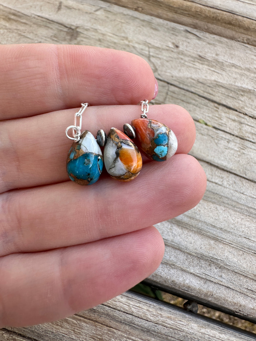 Tiny Dancer Handmade Sterling Silver & Spice 3 Stone Necklace