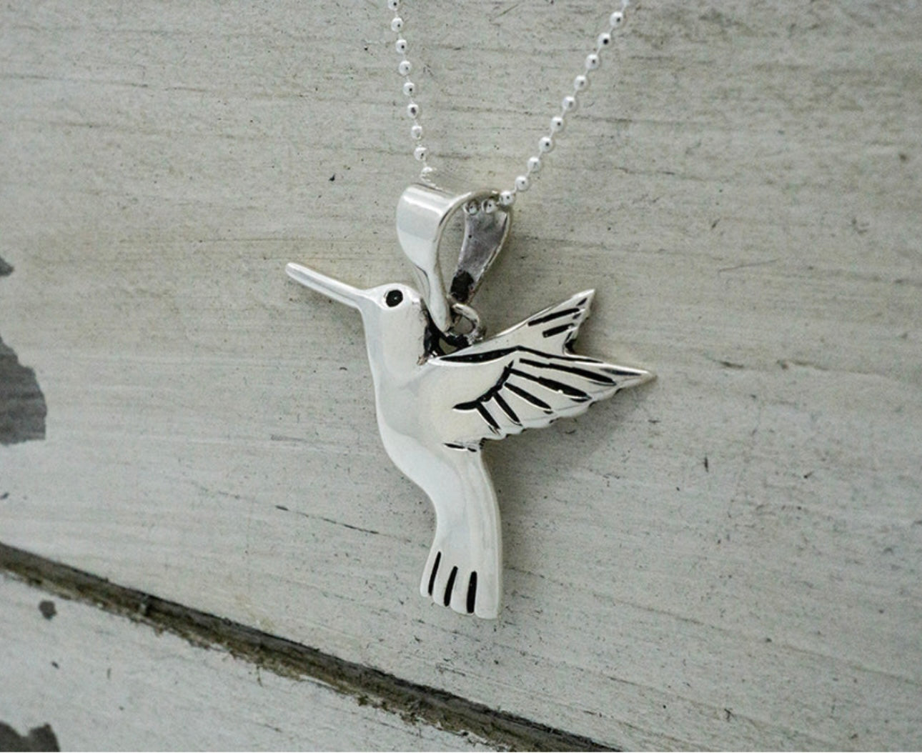 Sterling Silver Hummingbird Pendant Necklace