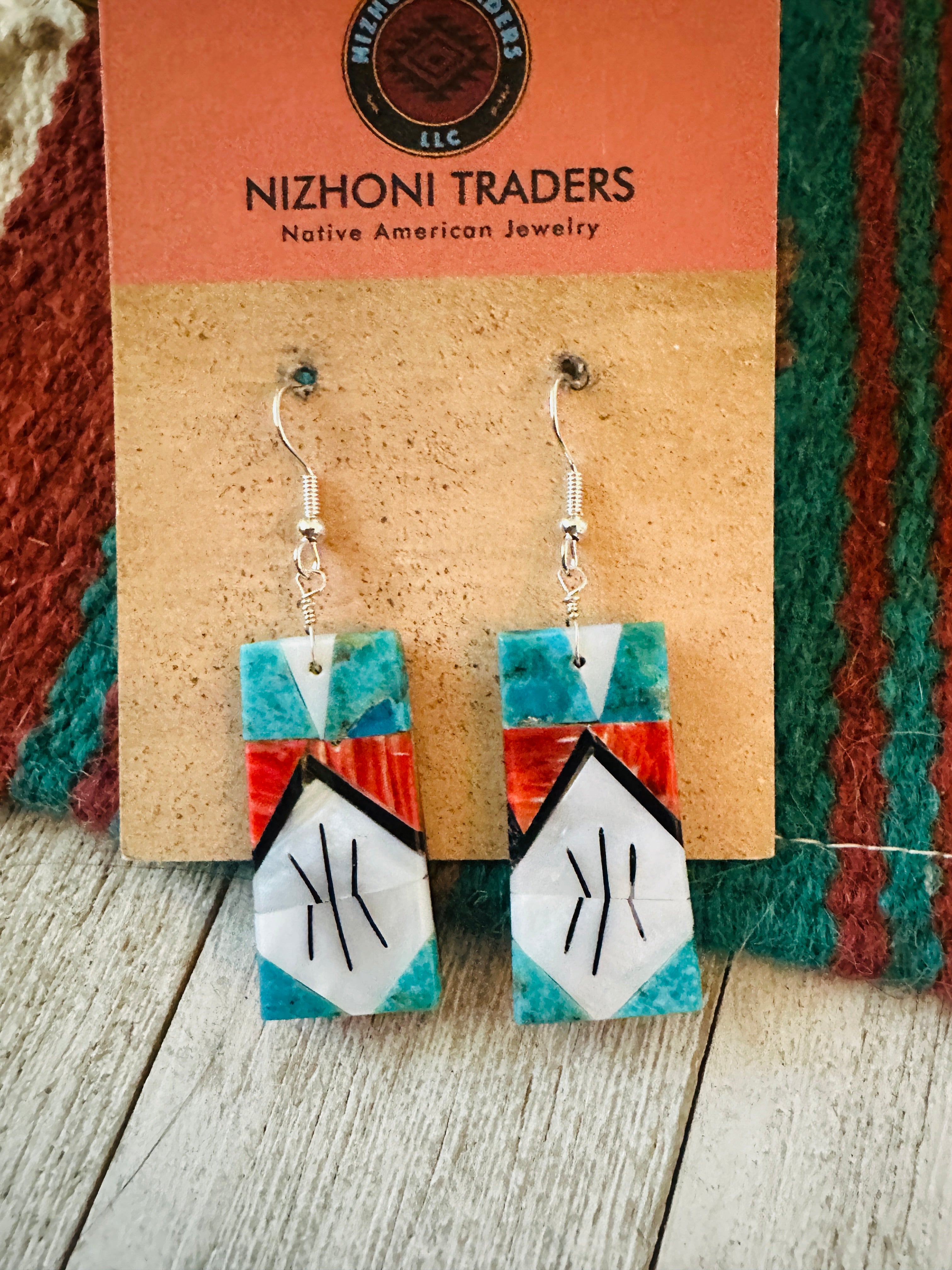 Santo Domingo Multi Stone Inlay Dangle Earrings