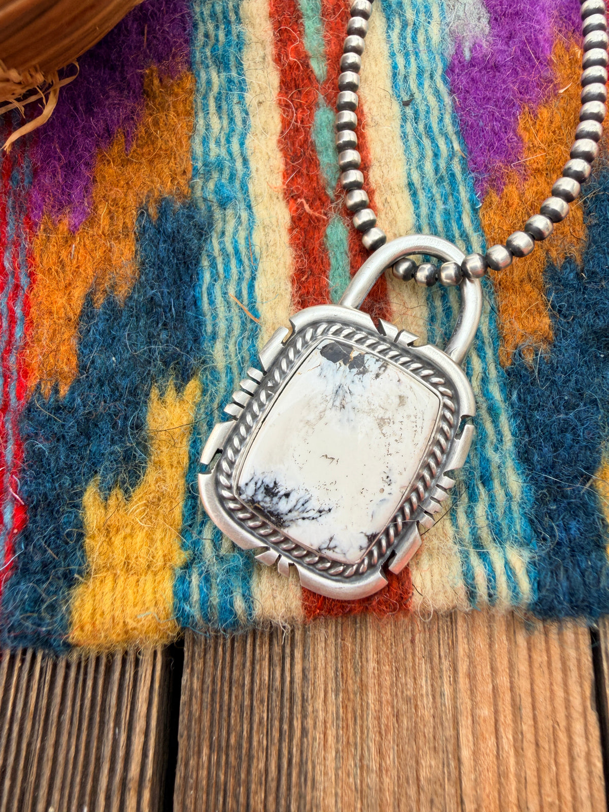 Handcrafted Sterling Silver & White Buffalo Pendant by Jon McCray