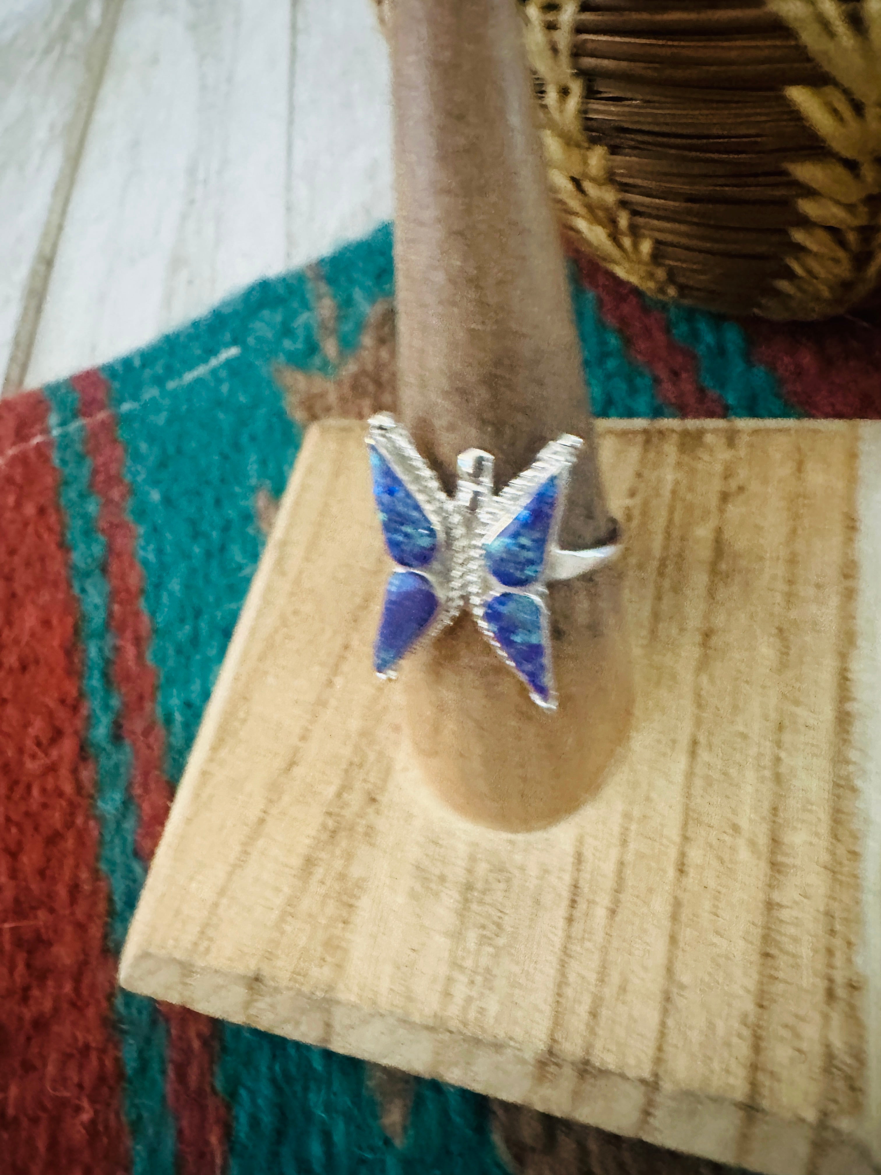 Zuni Sterling Silver & Purple Opal Butterfly Ring