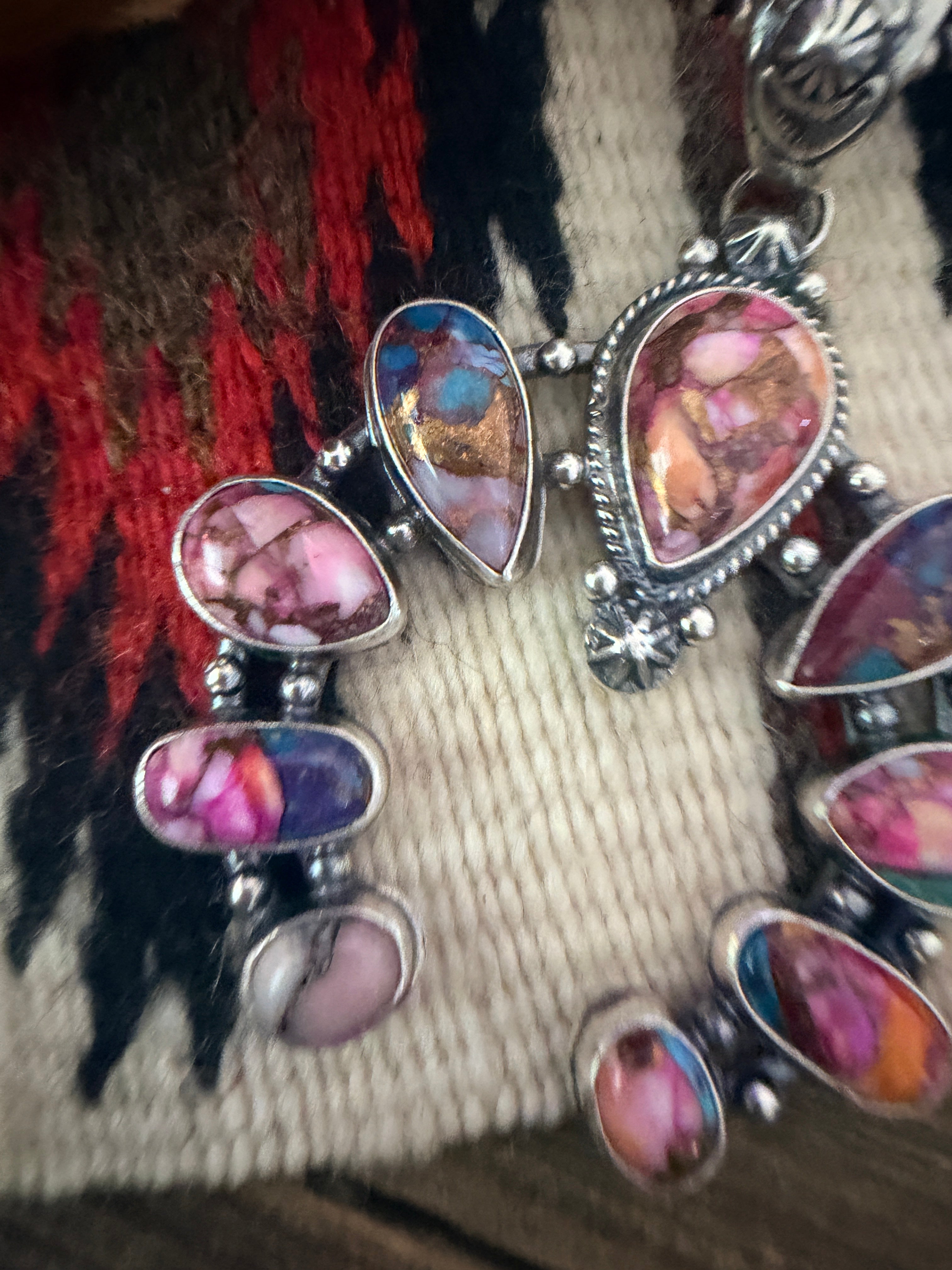 Handcrafted Sterling Silver & Pink Dream Mojave Naja Pendant by Joe Begay