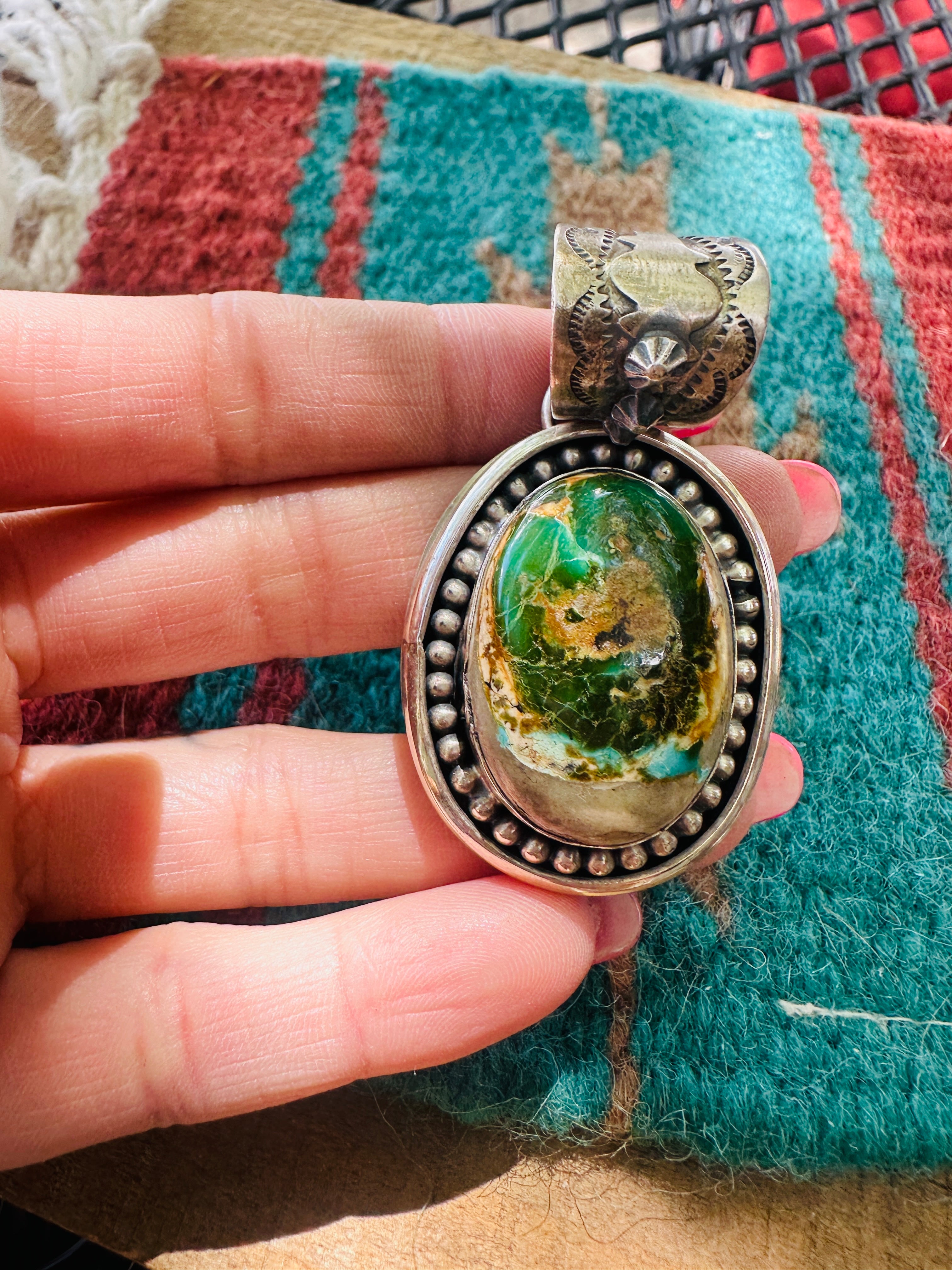 Handcrafted Sterling Silver & Royston Turquoise Pendant