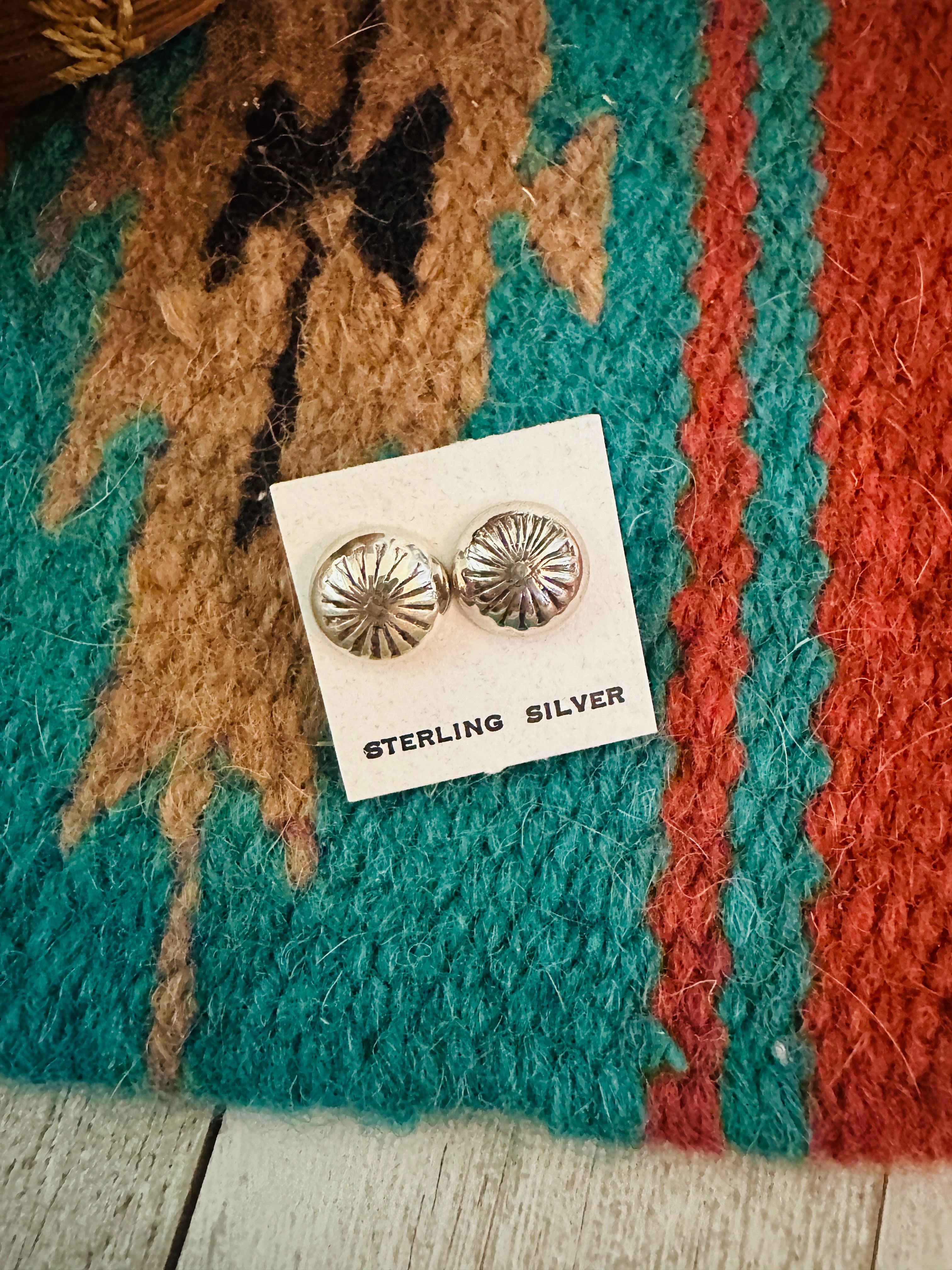 Navajo Sterling Silver Concho Stud Earrings