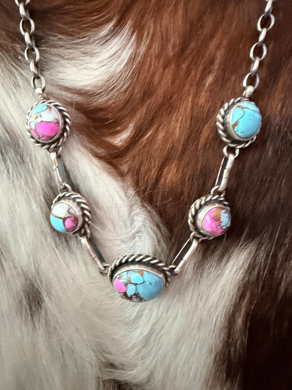 Handcrafted Sterling Silver & Cotton Candy Necklace by Augustine Largo