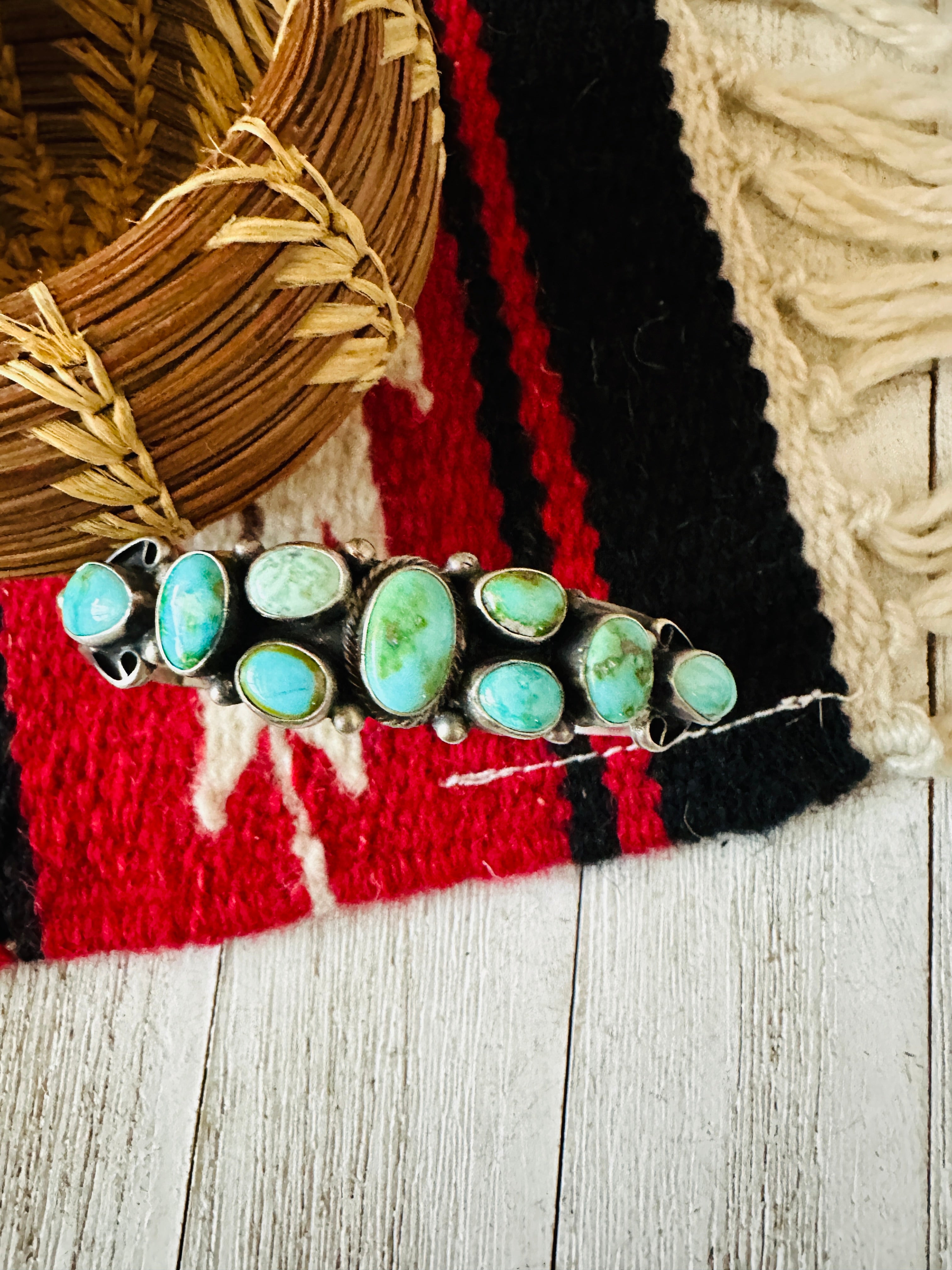 Navajo Sonoran Mountain Turquoise & Sterling Silver Cuff Bracelet