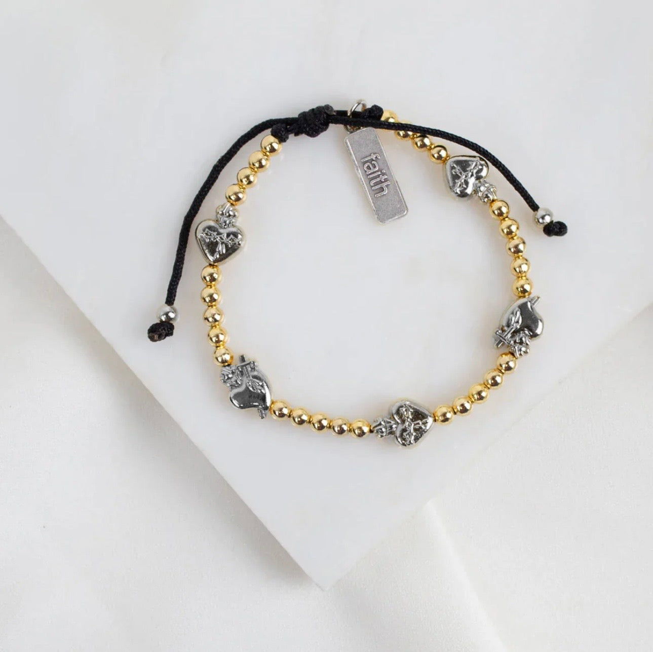 Sacred Heart Bracelet- Gold & Silver Tone