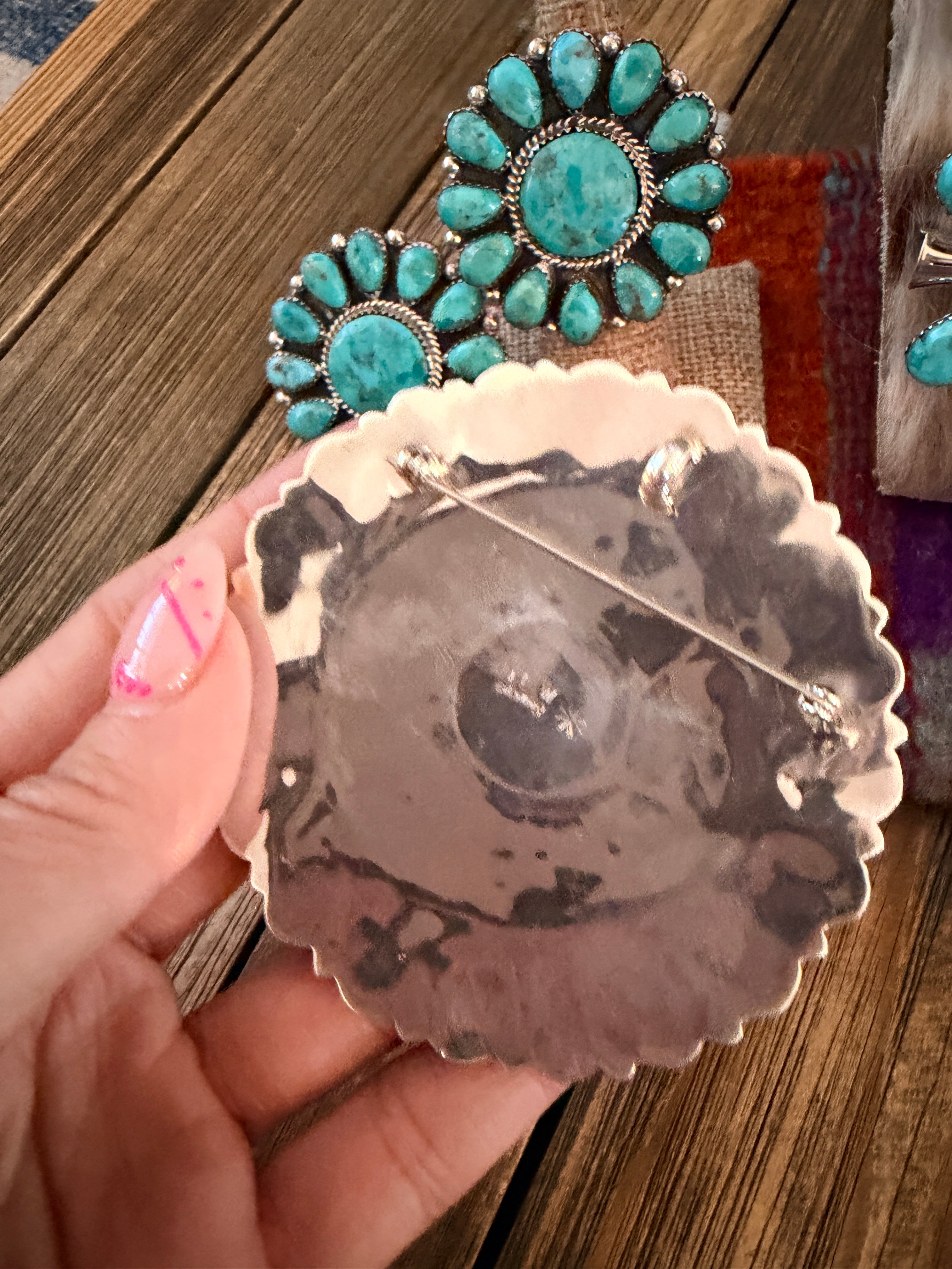 Handcrafted Turquoise & Sterling Silver Cluster 7-Piece Jewelry Set by Danny L. Wauneka