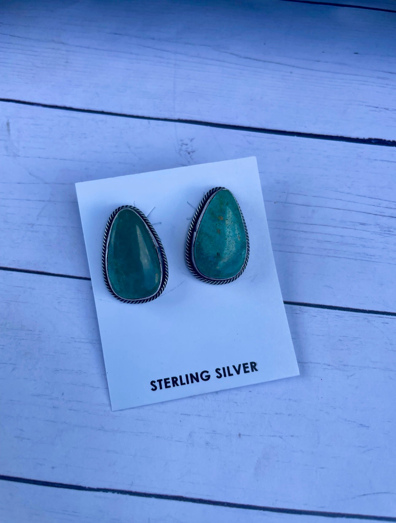 Navajo Turquoise And Sterling Silver Post Earrings