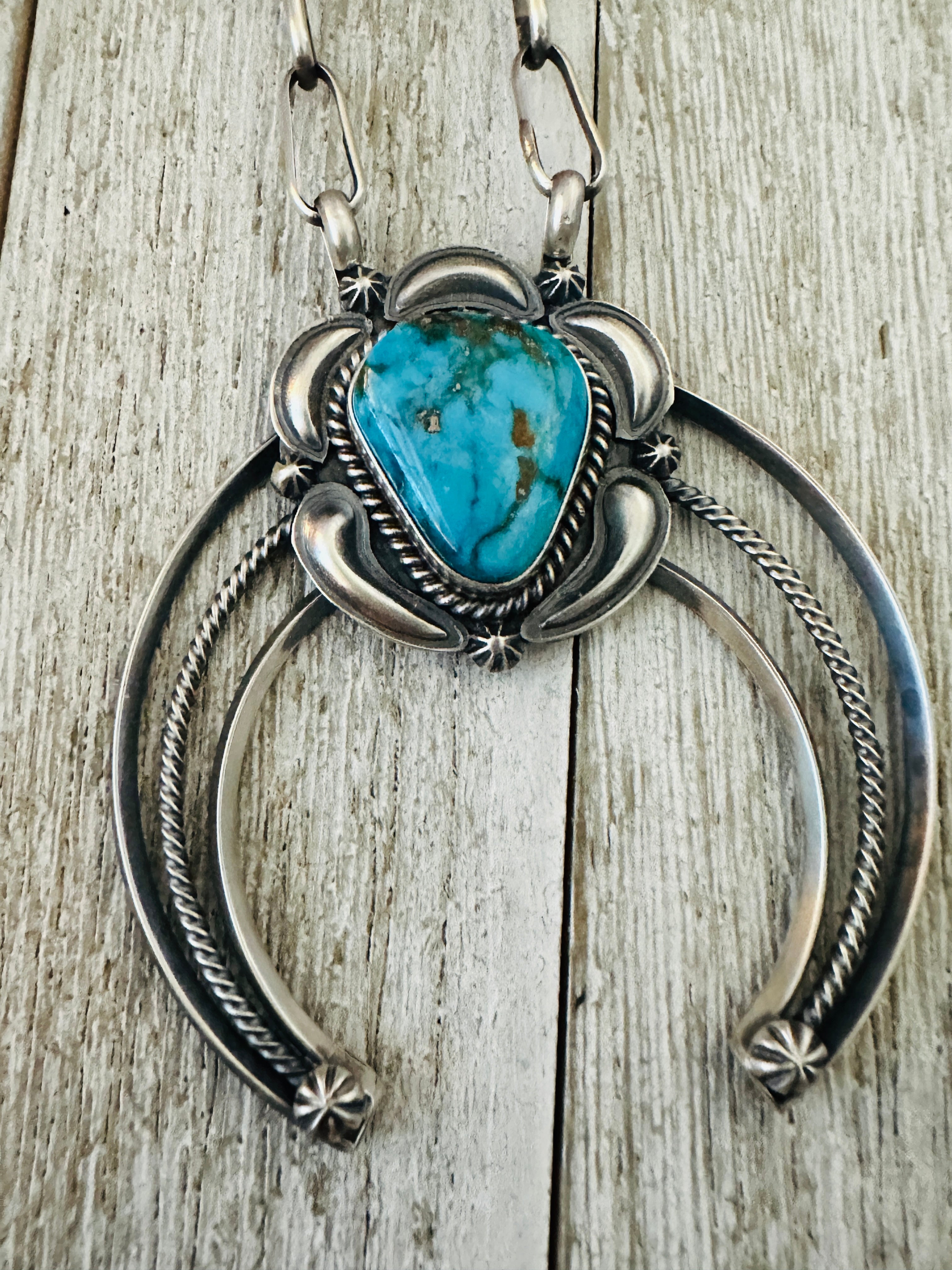 Handcrafted Sterling Silver & Turquoise Naja Chain Necklace